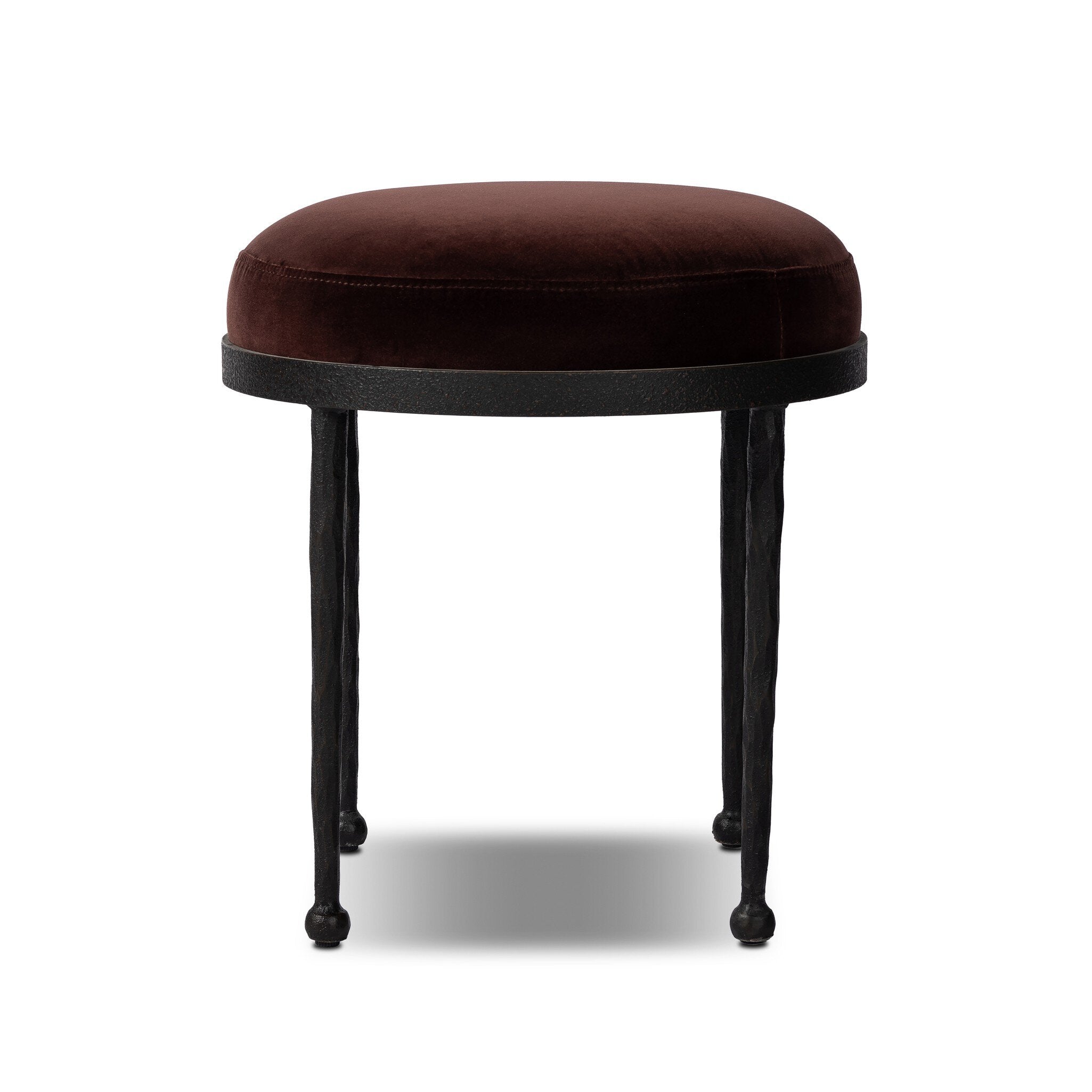 Four Hands Corinne Accent Stool — Surrey Plum-Textured Bronze-Hammered Bronze