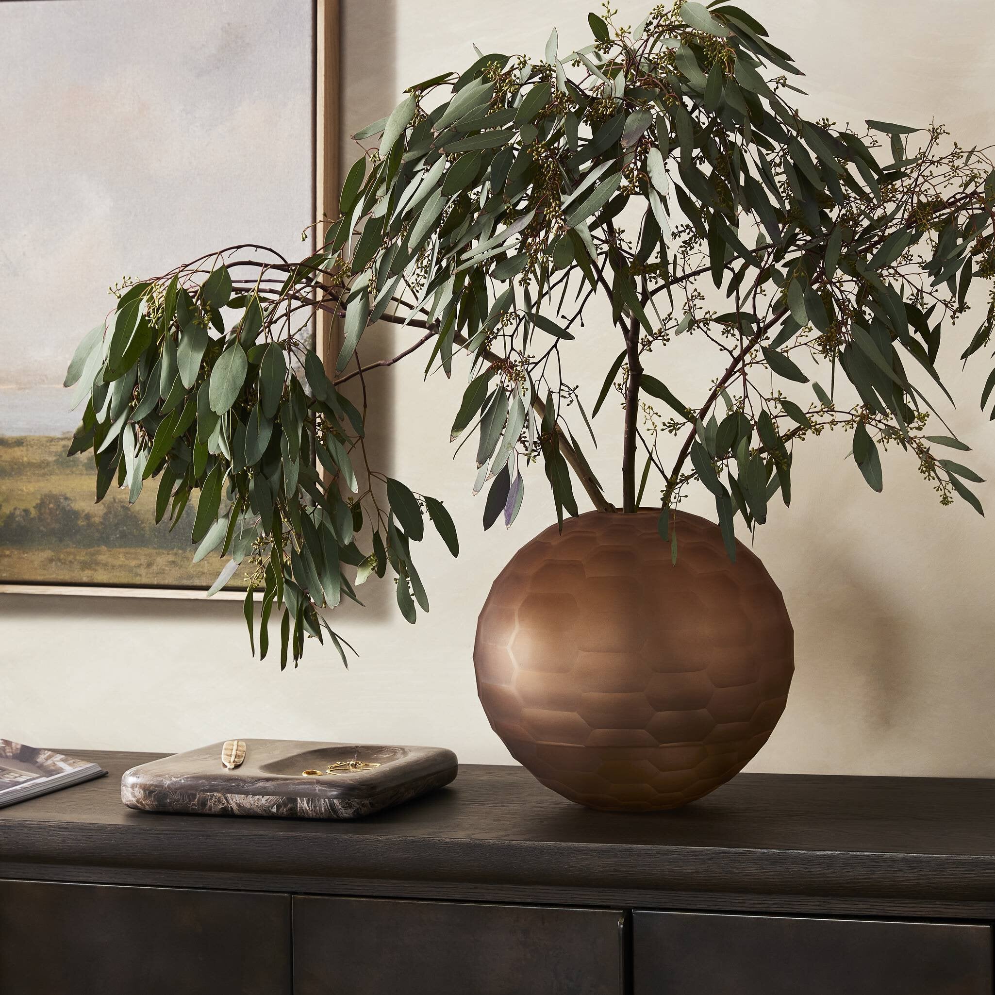 Four Hands Textured Glass Vase — Smoked Textured Glass