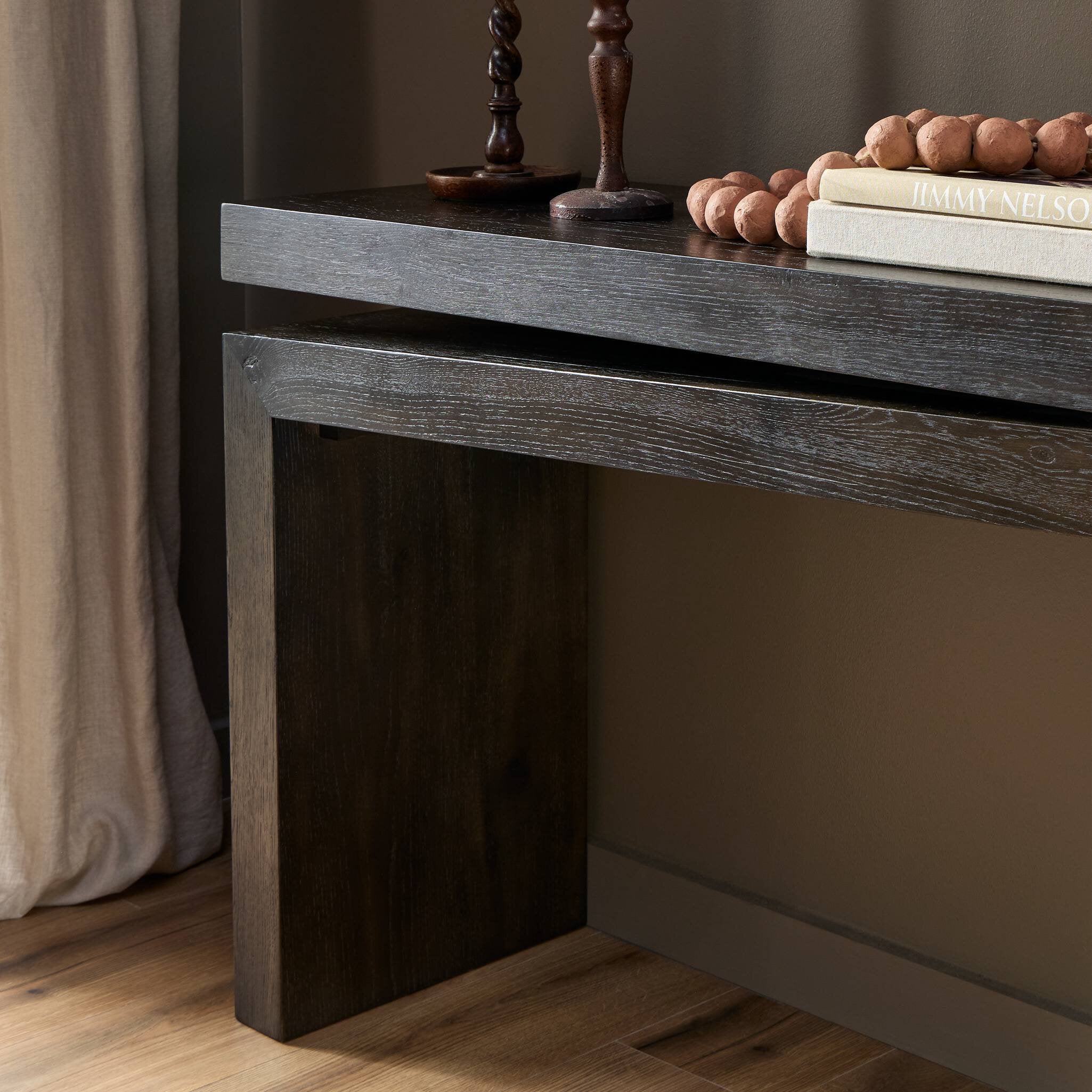Four Hands Matthes Console Table - 94" — Smoked Black Veneer