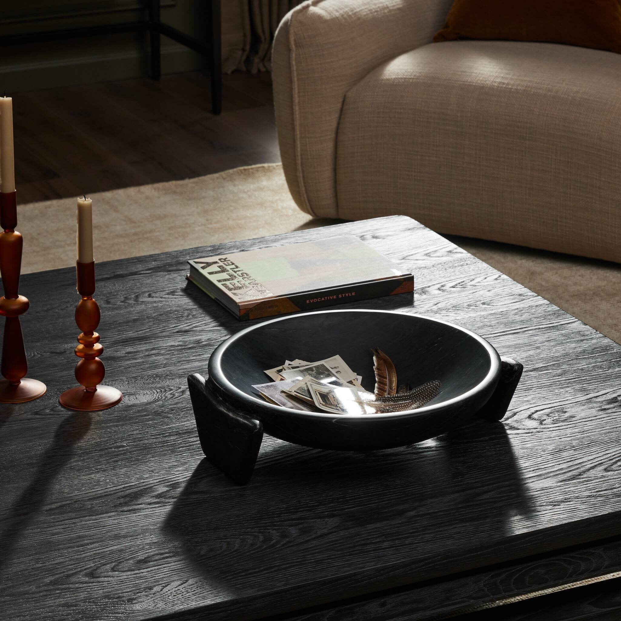 Four Hands Cradle Bowl — Black Marble