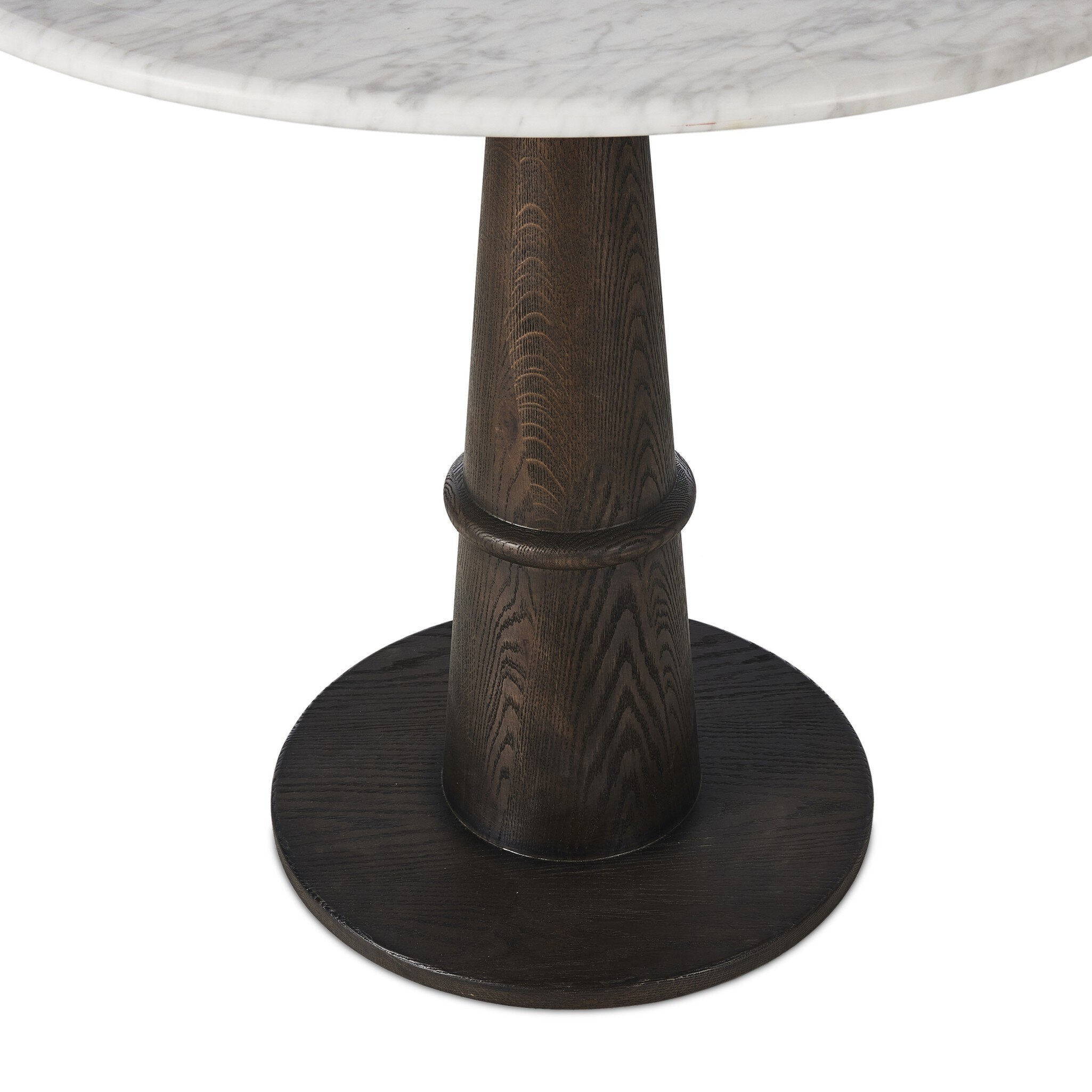 Four Hands Goetz Bistro Table — Honed White Marble-Brown Ash