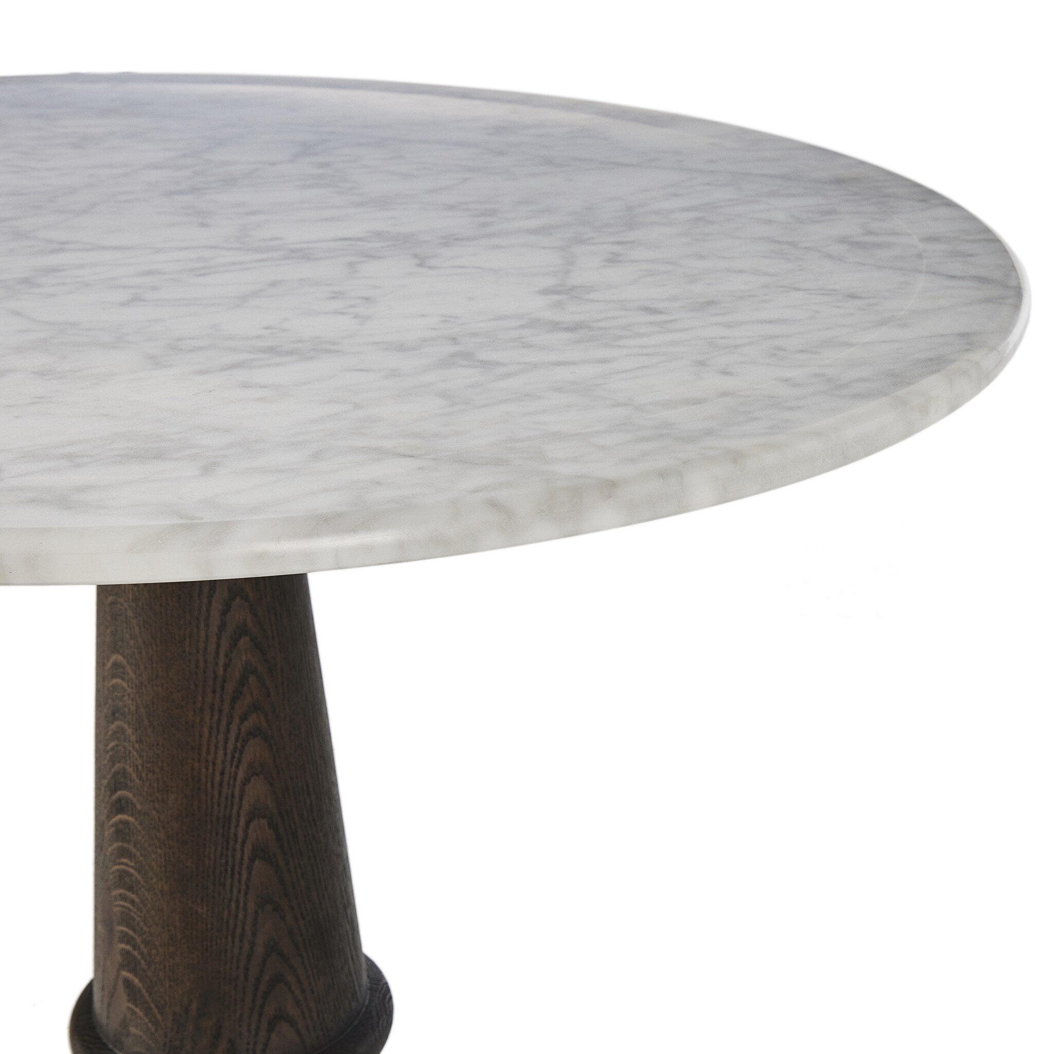 Four Hands Goetz Bistro Table — Honed White Marble-Brown Ash
