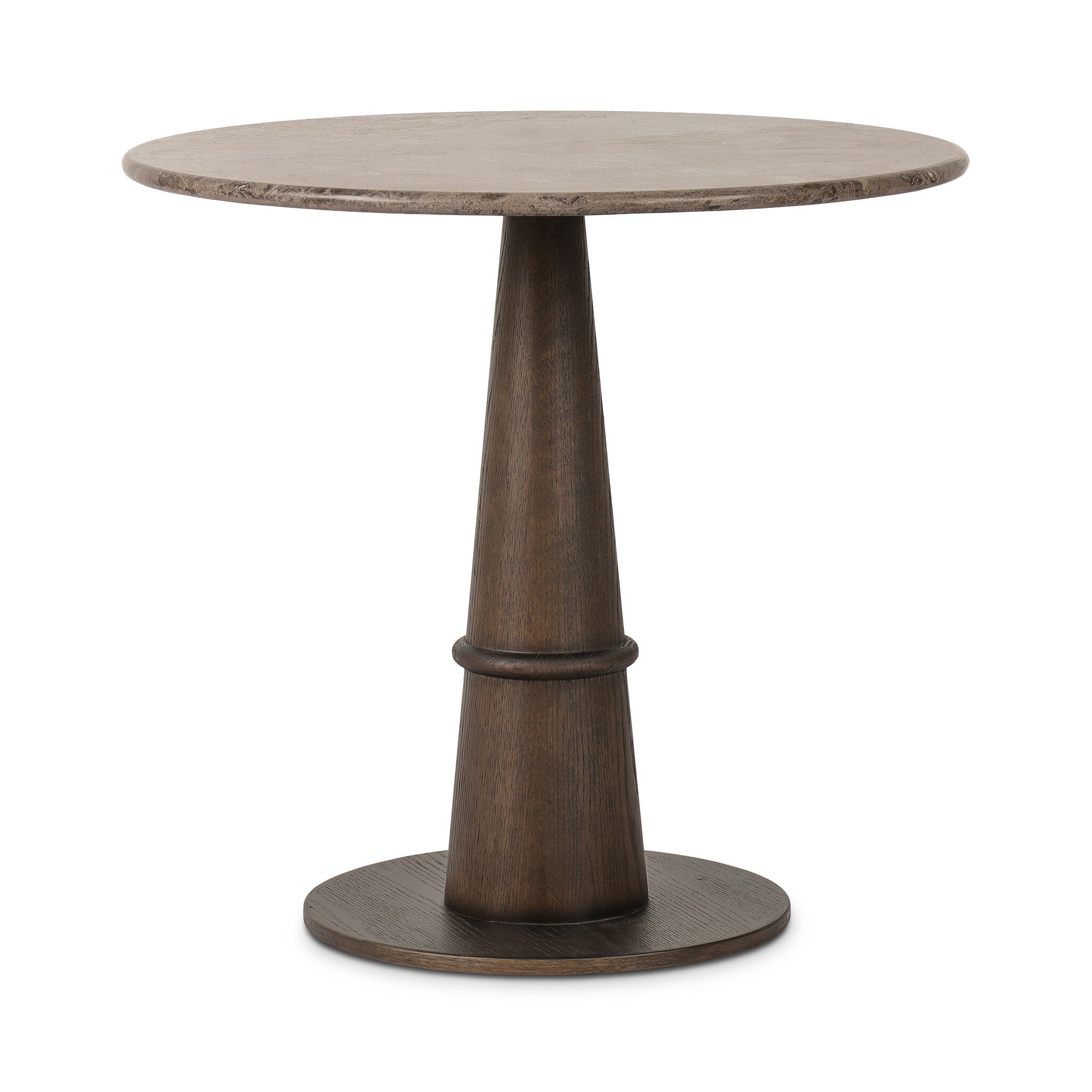 Four Hands Goetz Bistro Table — Warm Grey Marble-Brown Ash