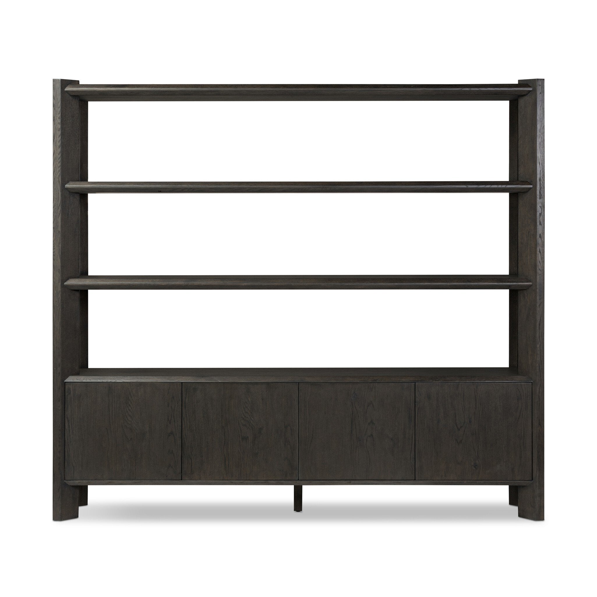 Four Hands Orwin Wide Bookshelf — Smoked Black Oak-Smoked Black Oak Veneer