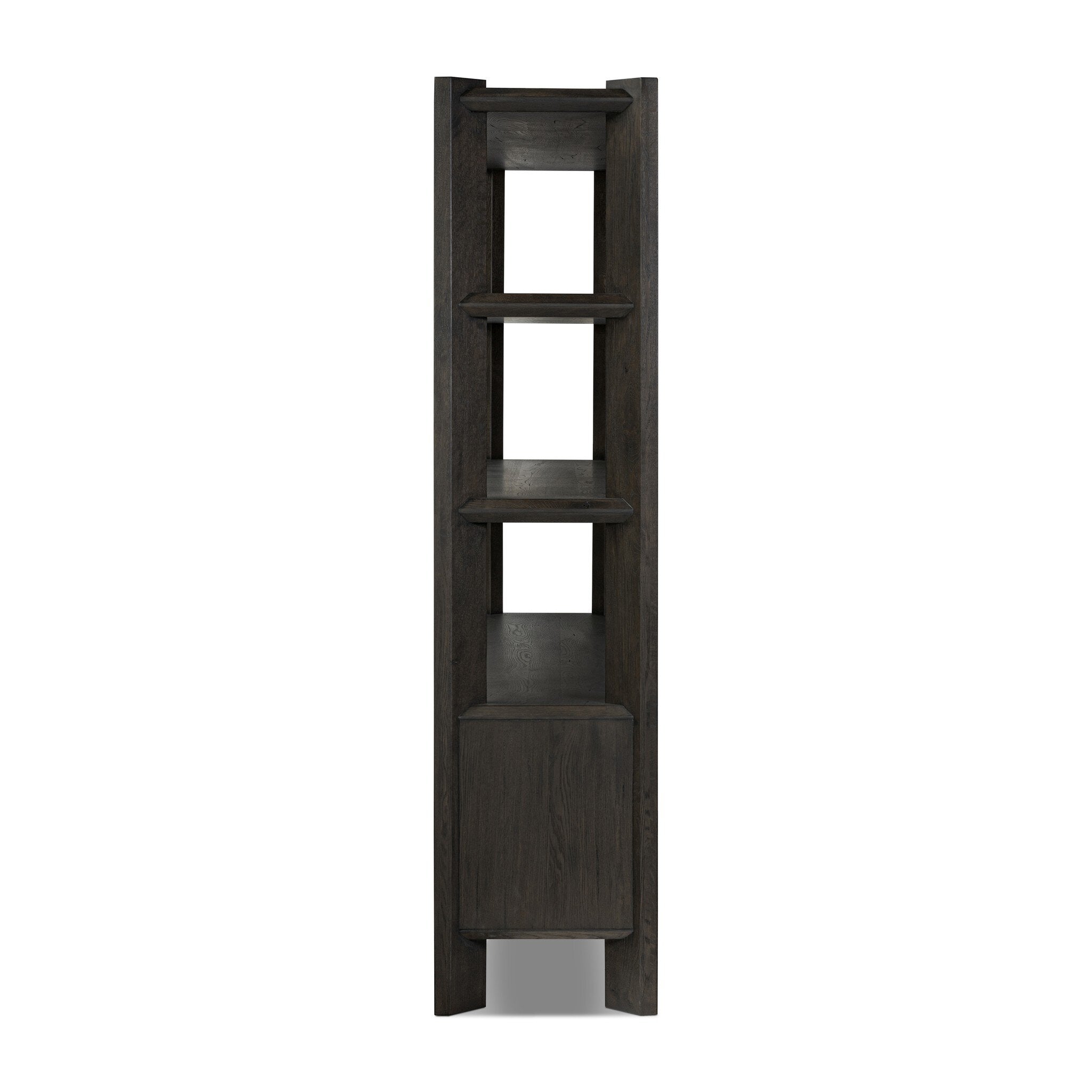 Four Hands Orwin Wide Bookshelf — Smoked Black Oak-Smoked Black Oak Veneer