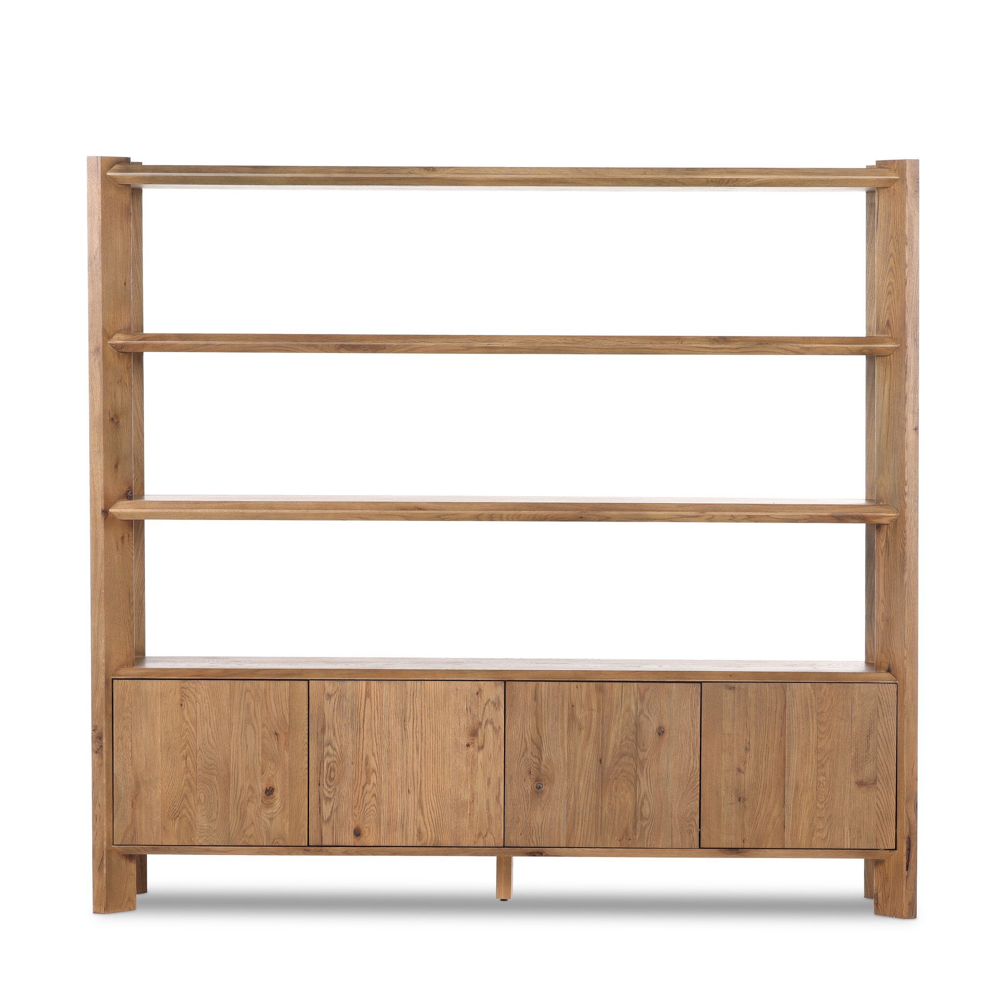 Four Hands Orwin Wide Bookshelf — Worn Oak-Worn Oak Veneer
