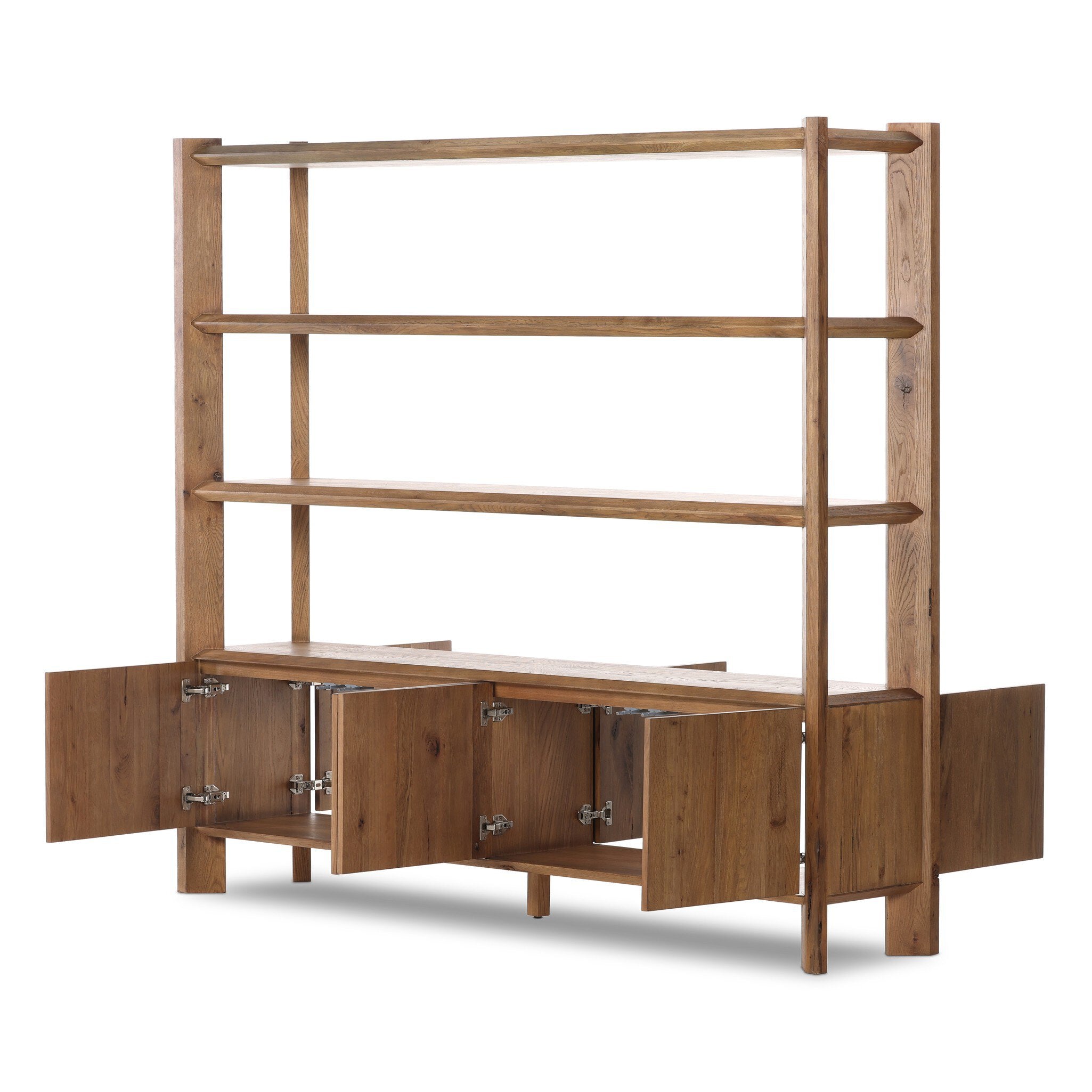 Four Hands Orwin Wide Bookshelf — Worn Oak-Worn Oak Veneer