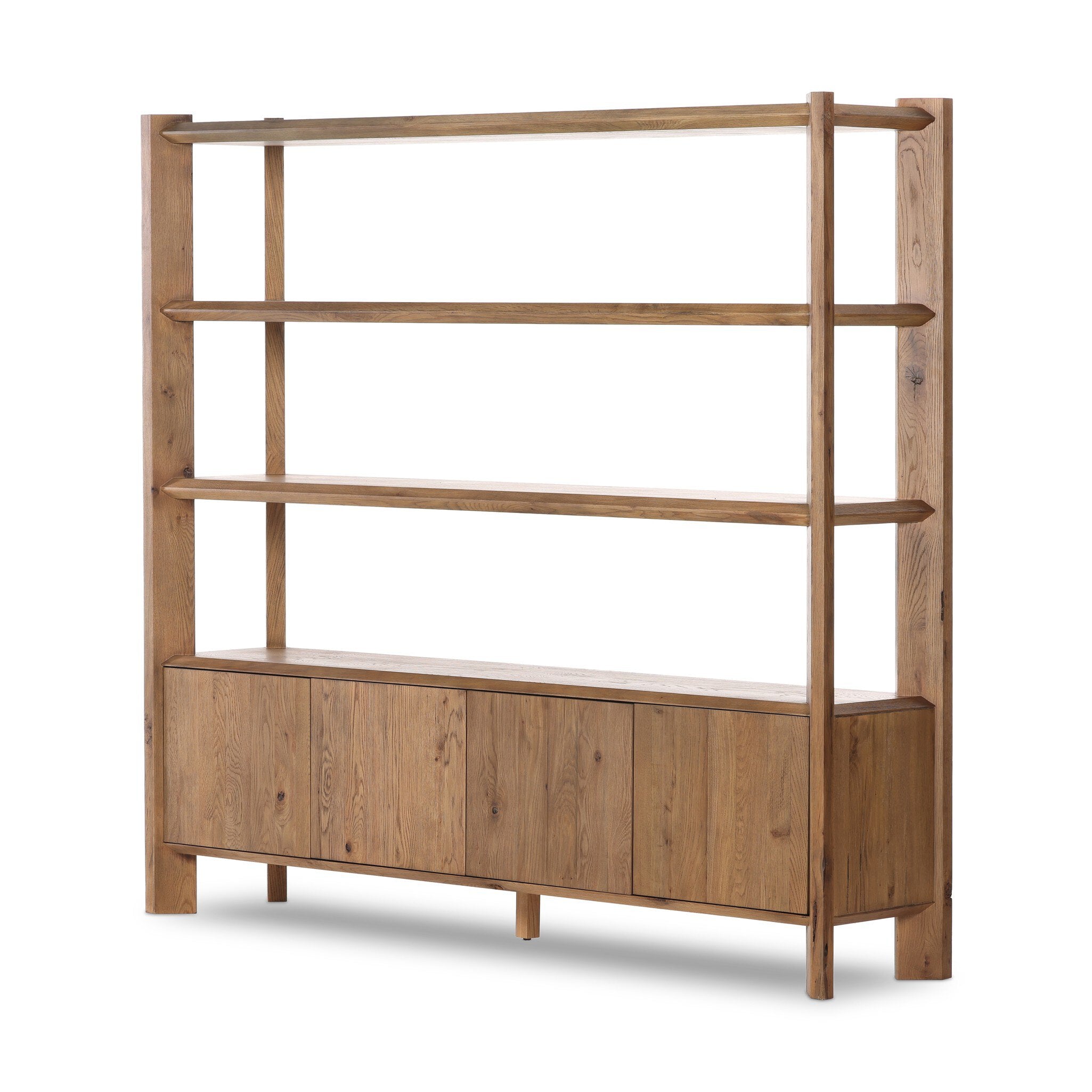 Four Hands Orwin Wide Bookshelf — Worn Oak-Worn Oak Veneer
