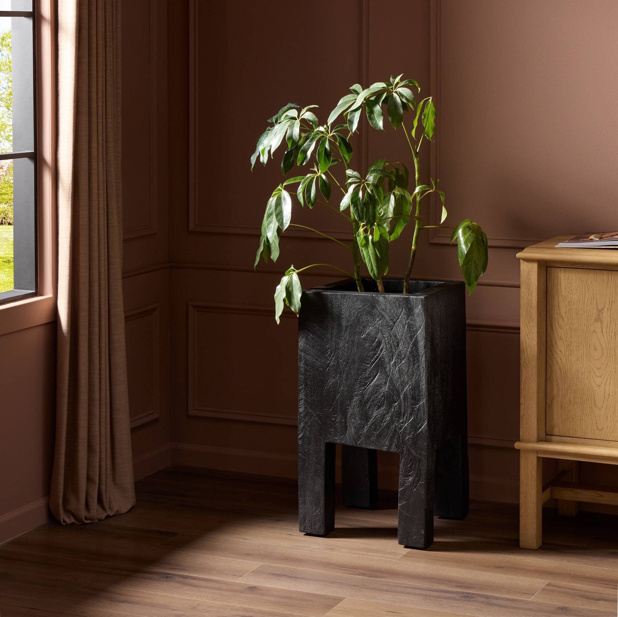 Four Hands Tora Planter — Carbonized Black