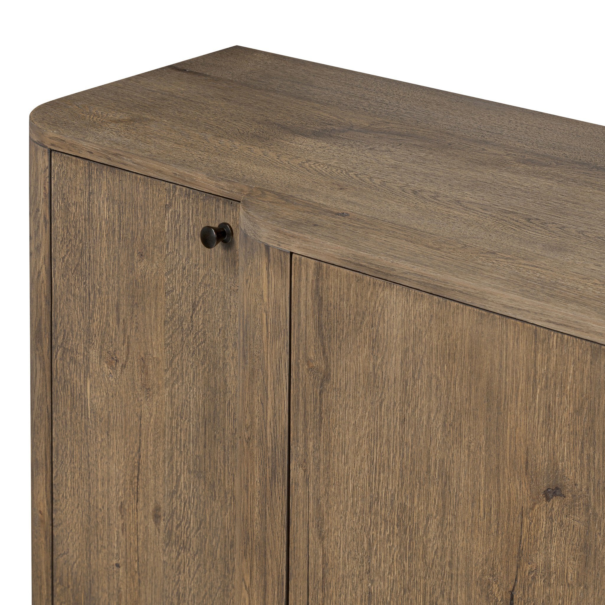 Four Hands Leya Sideboard — Weathered Oak Veneer-Black Iron-Weathered Oak
