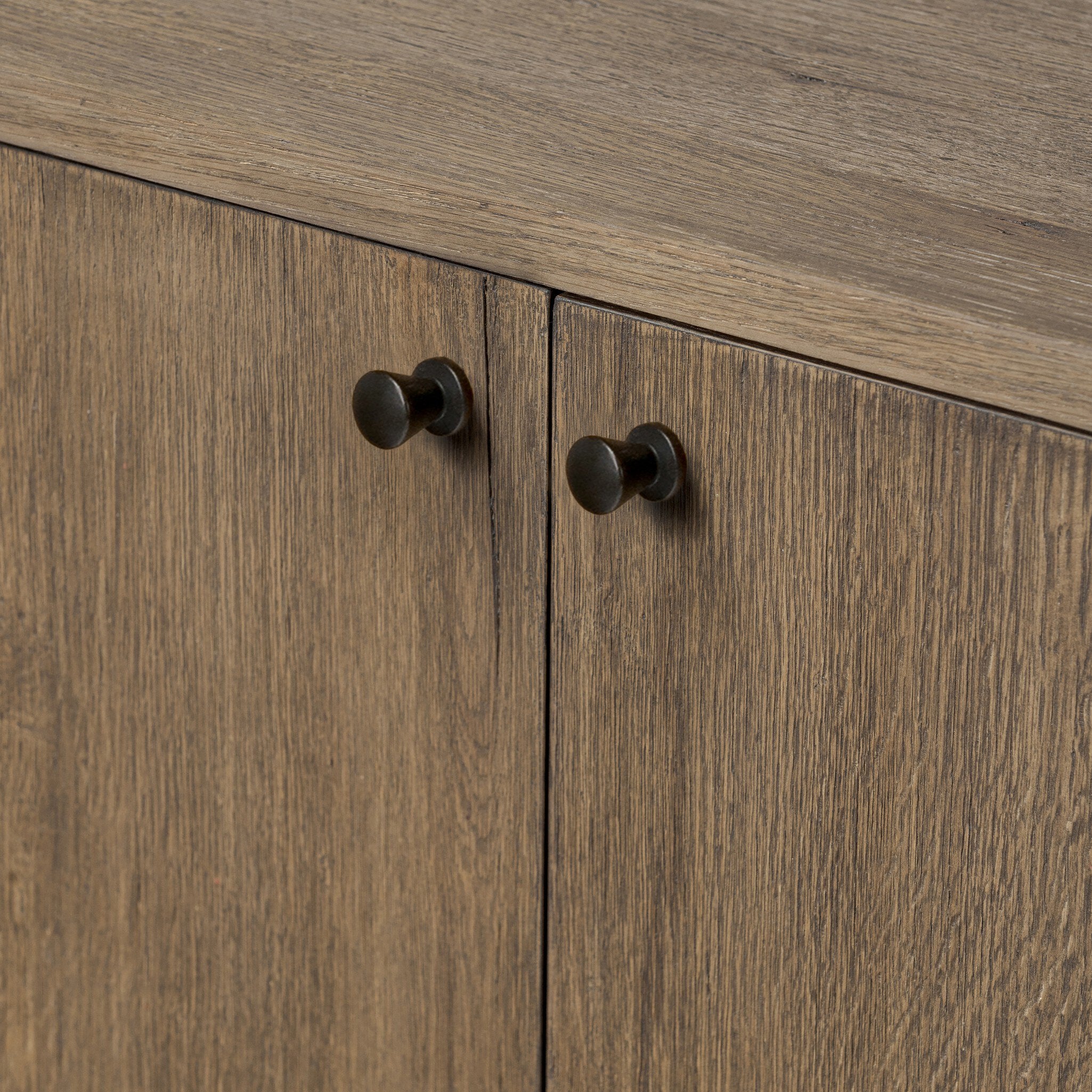 Four Hands Leya Sideboard — Weathered Oak Veneer-Black Iron-Weathered Oak