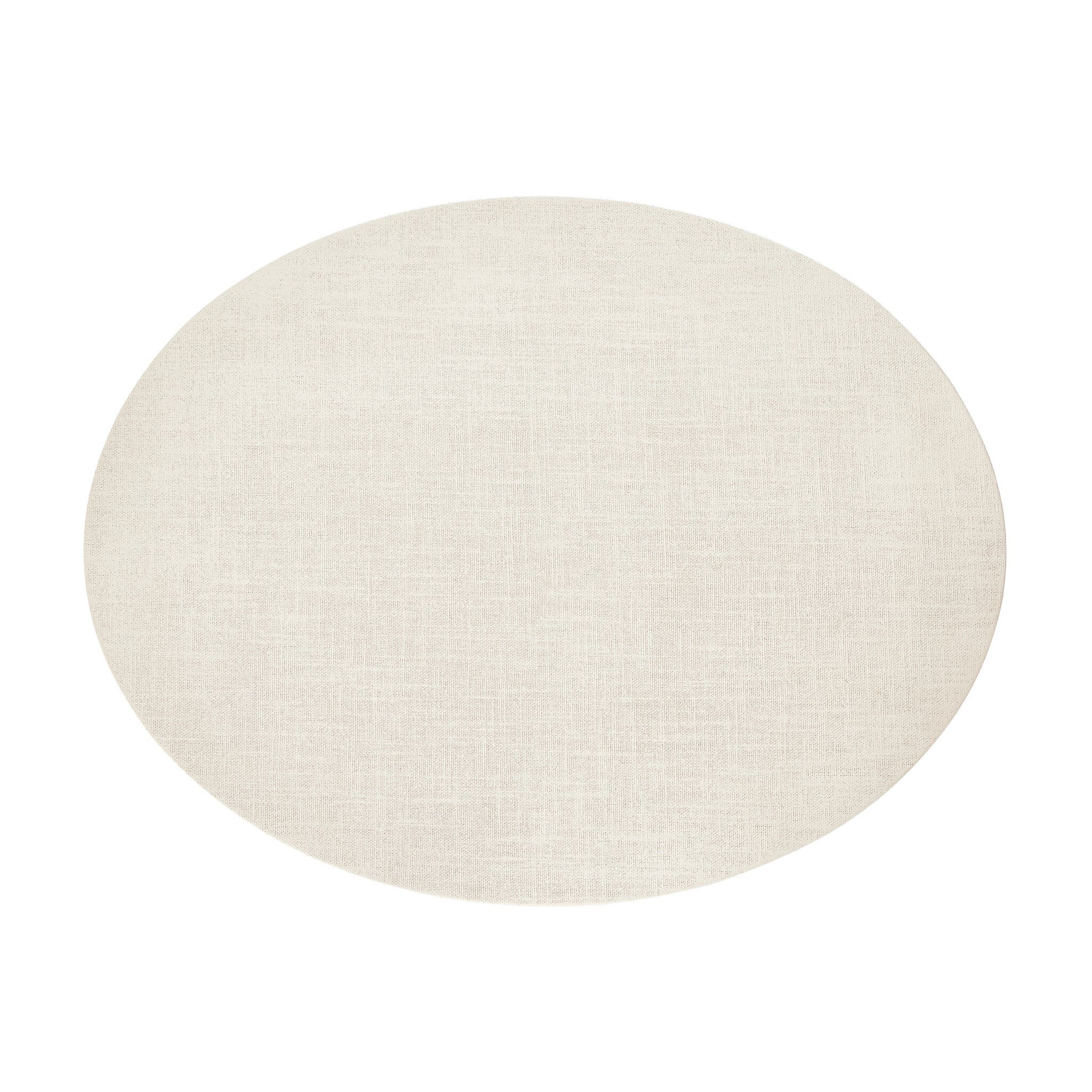 Four Hands Amelia Oval Nightstand — Ivory Painted Linen-Light Antique Brass in Aluminum