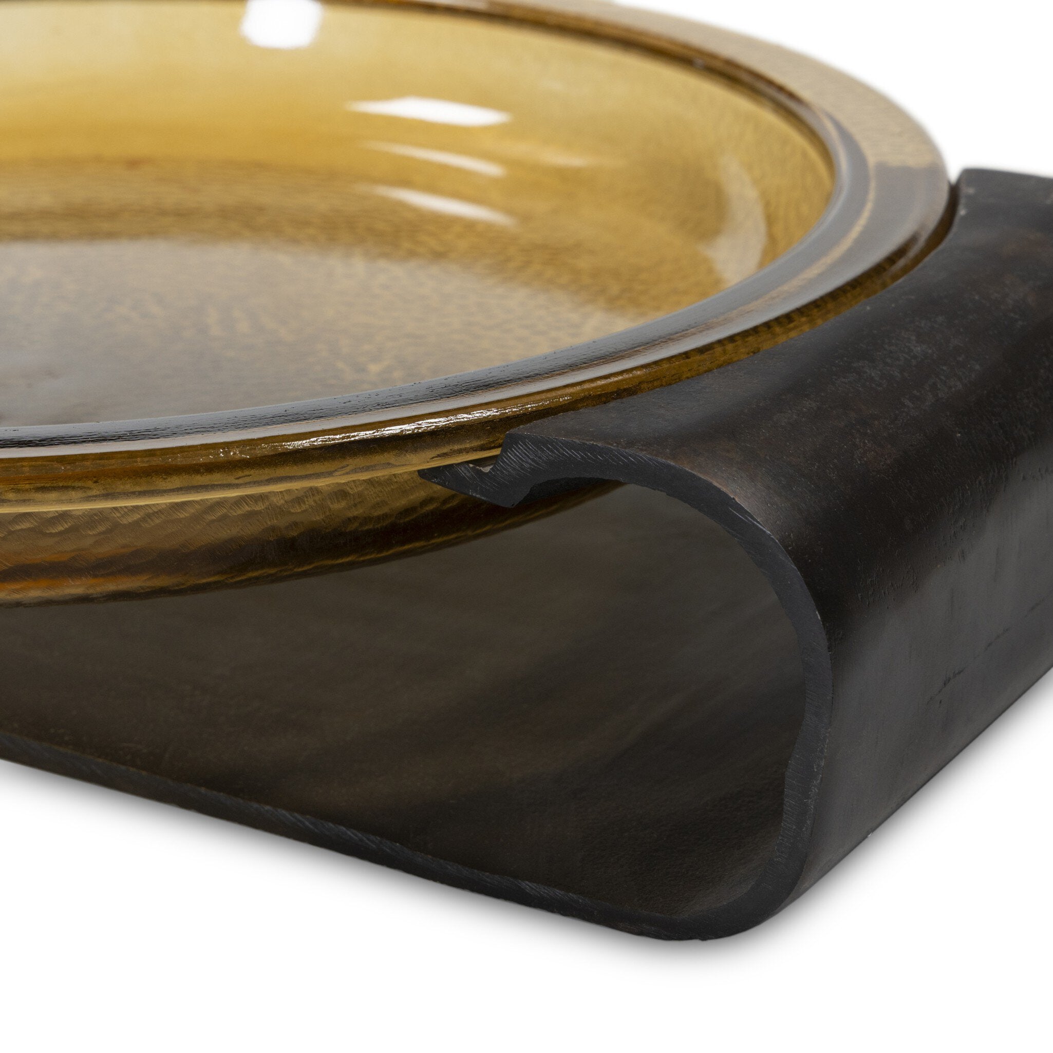 Four Hands Runa Bowl — Amber Cast Glass-Distressed Bronze
