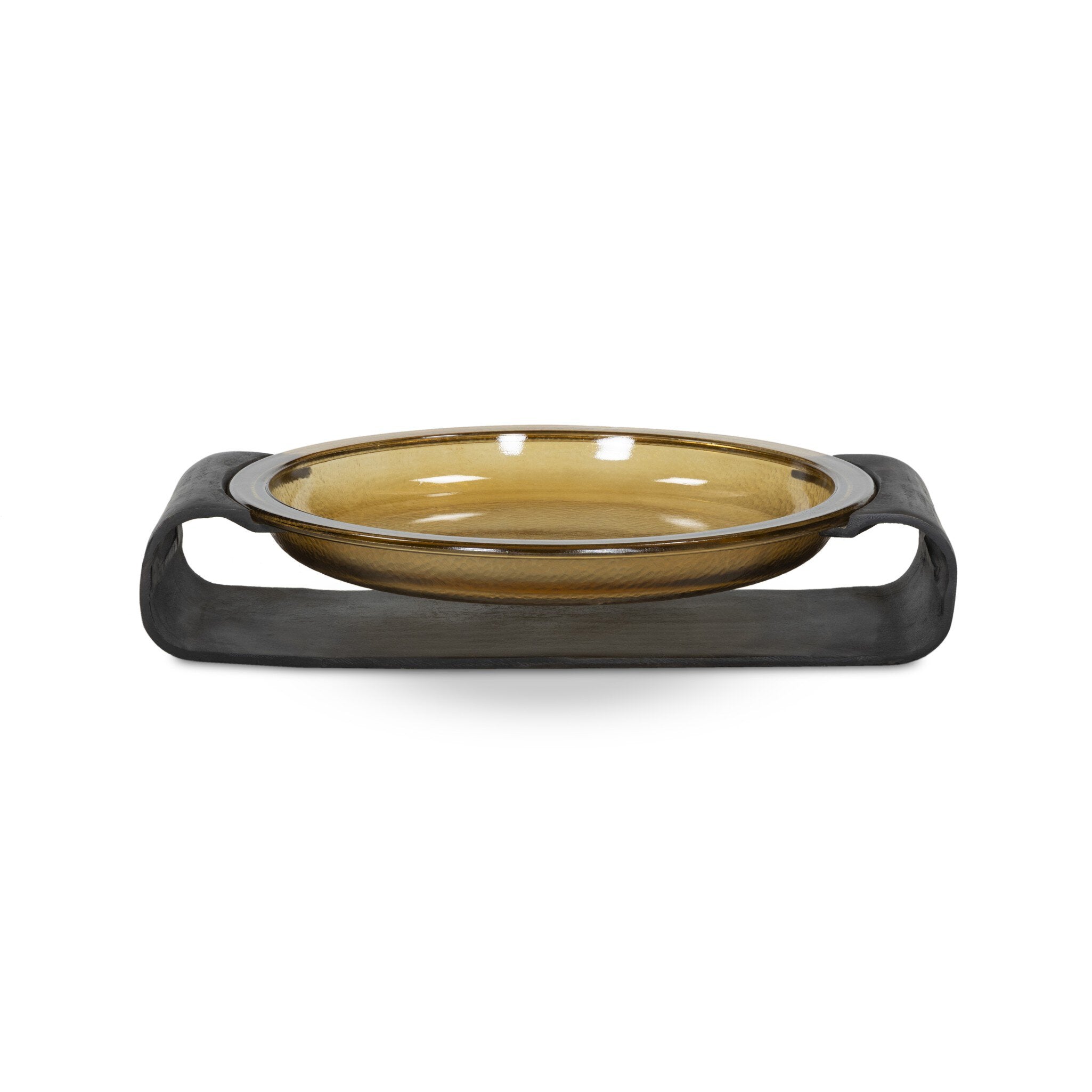 Four Hands Runa Bowl — Amber Cast Glass-Distressed Bronze