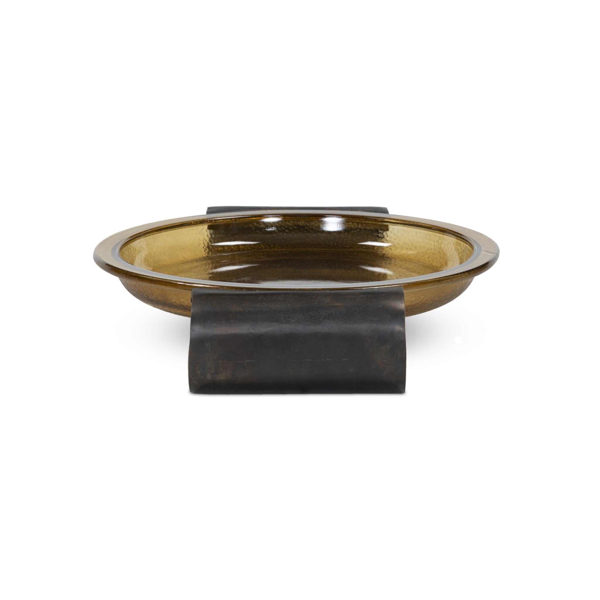 Four Hands Runa Bowl — Amber Cast Glass-Distressed Bronze