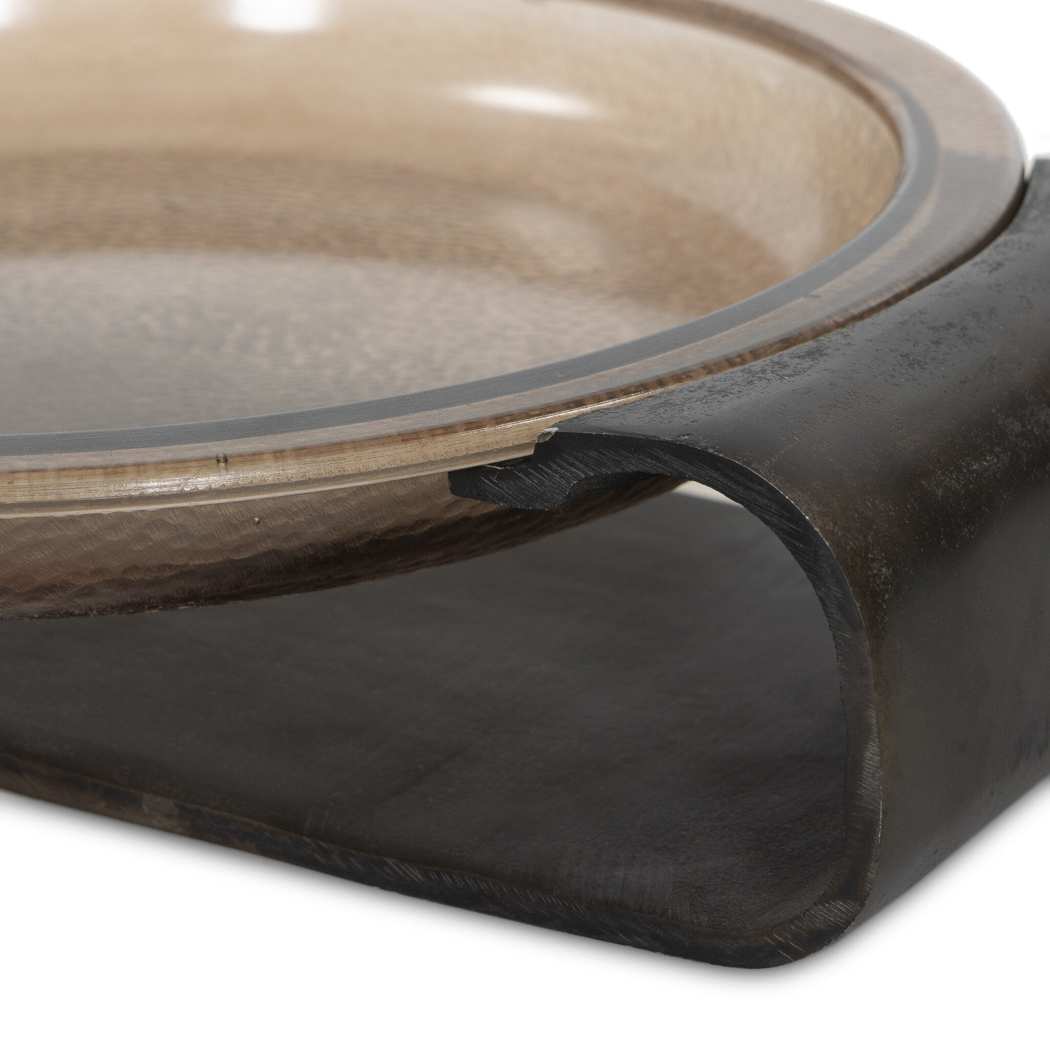 Four Hands Runa Bowl — Smoked Brown Cast Glass-Distressed Bronze