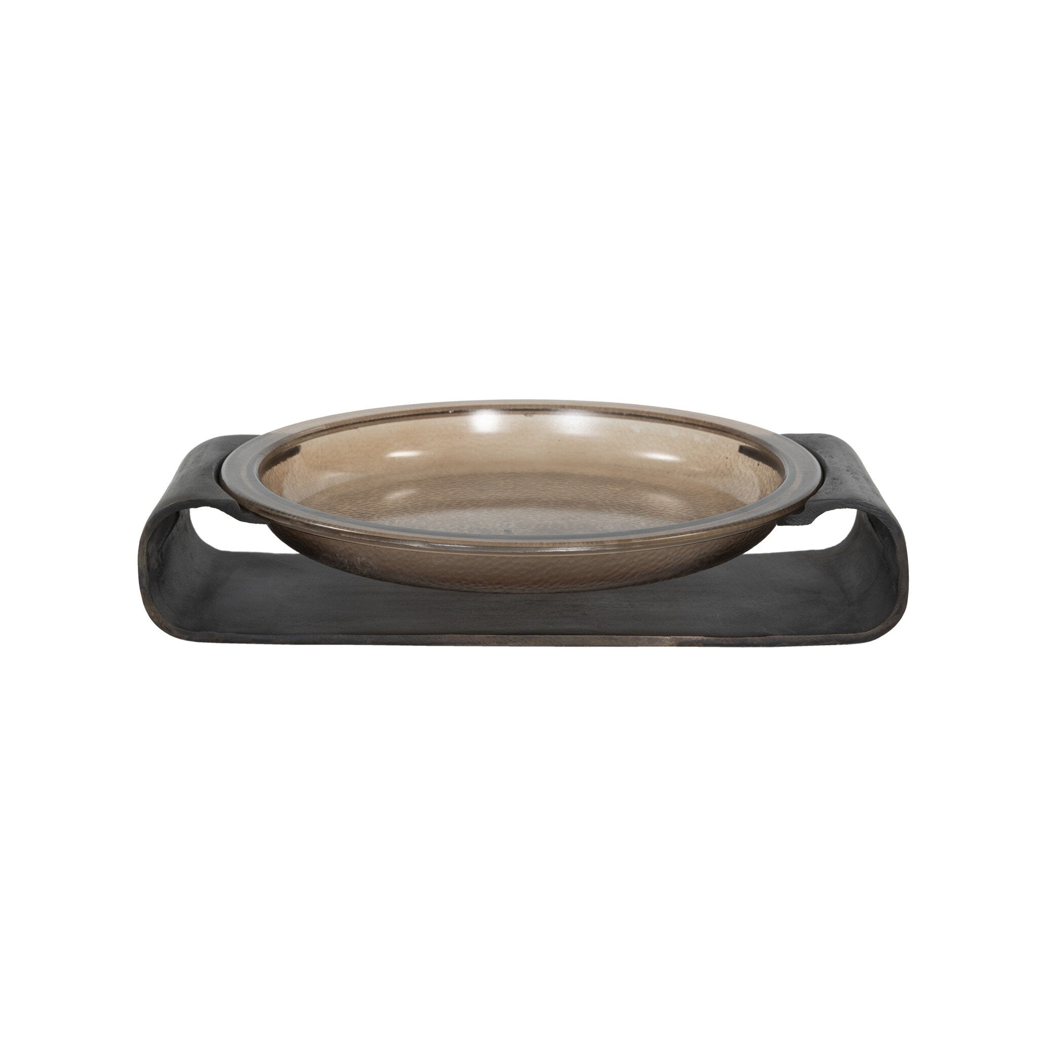Four Hands Runa Bowl — Smoked Brown Cast Glass-Distressed Bronze