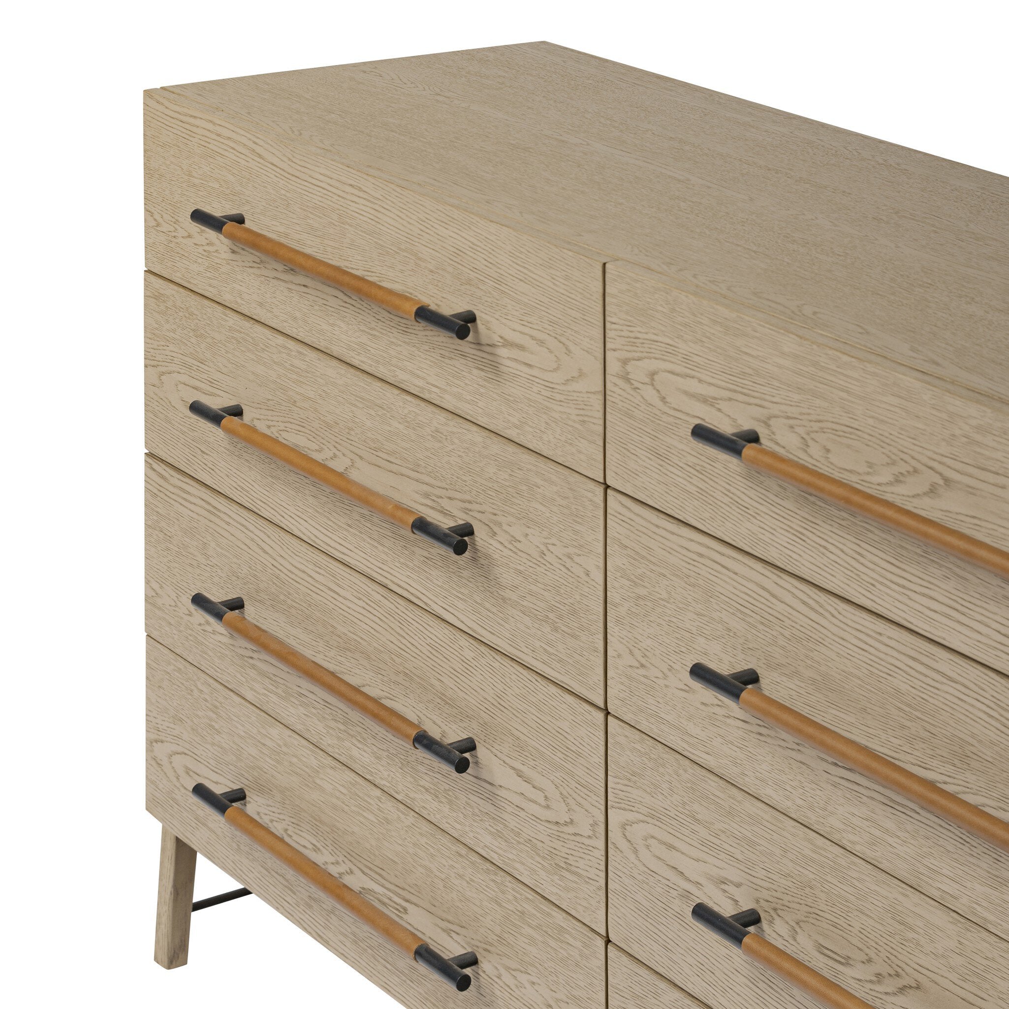 Four Hands Rosedale 8 Drawer Dresser — Yucca Oak Veneer-Chaps Sand-Gunmetal