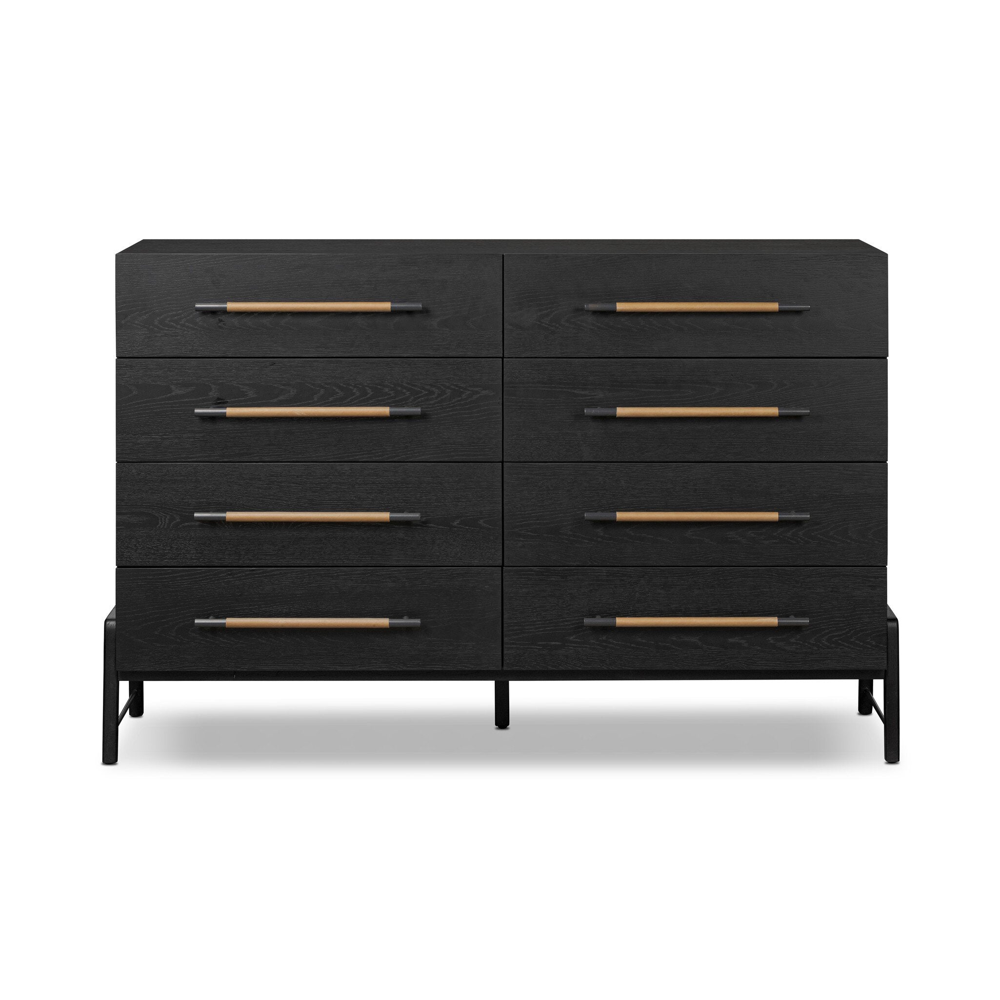Four Hands Rosedale 8 Drawer Dresser — Ebony Oak-Chaps Sand-Gunmetal