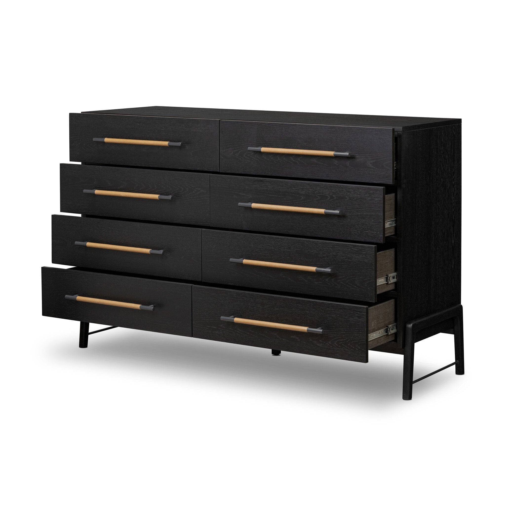 Four Hands Rosedale 8 Drawer Dresser — Ebony Oak-Chaps Sand-Gunmetal