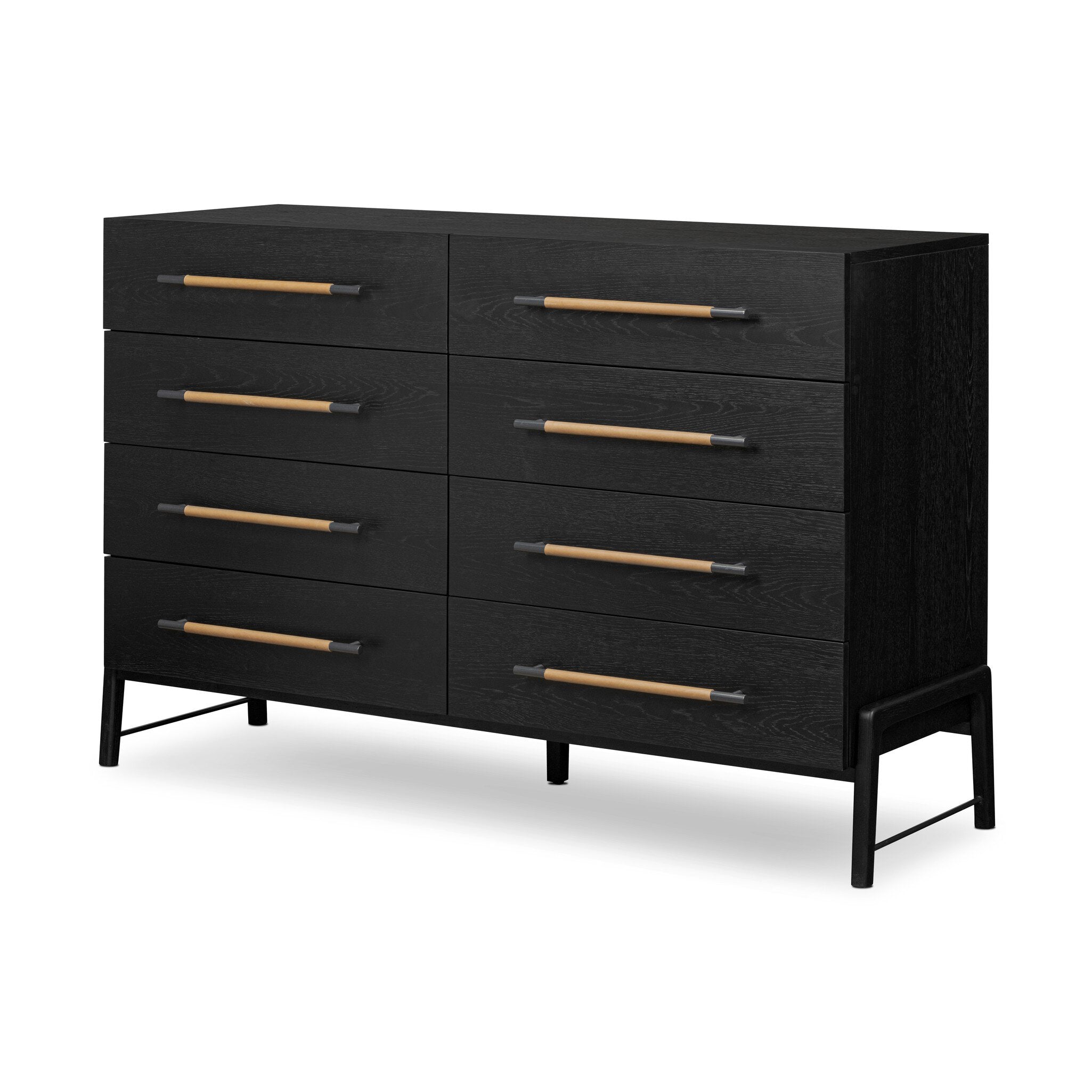 Four Hands Rosedale 8 Drawer Dresser — Ebony Oak-Chaps Sand-Gunmetal