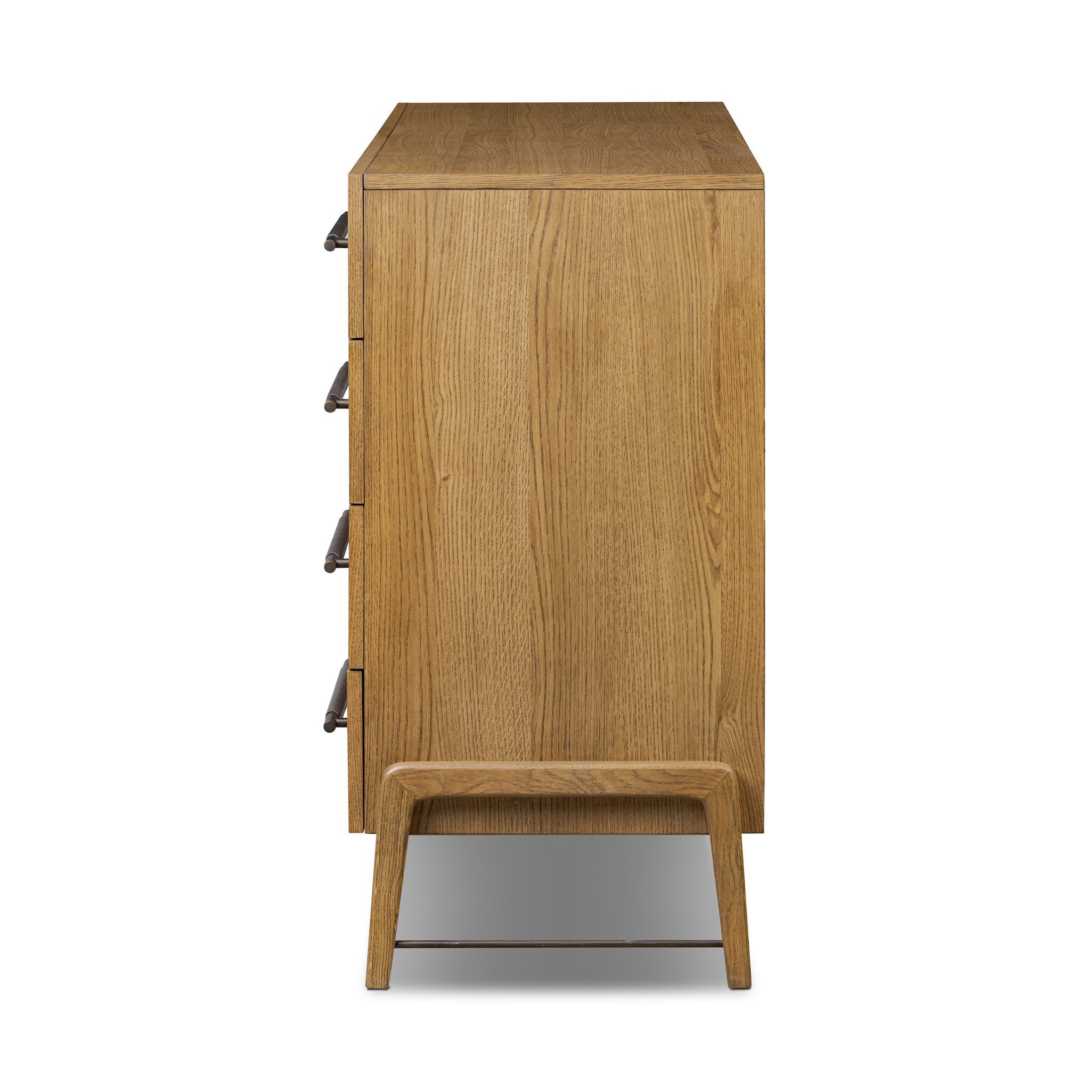 Four Hands Rosedale 8 Drawer Dresser — Amber Oak-Chaps Ebony-Burnished Bronze