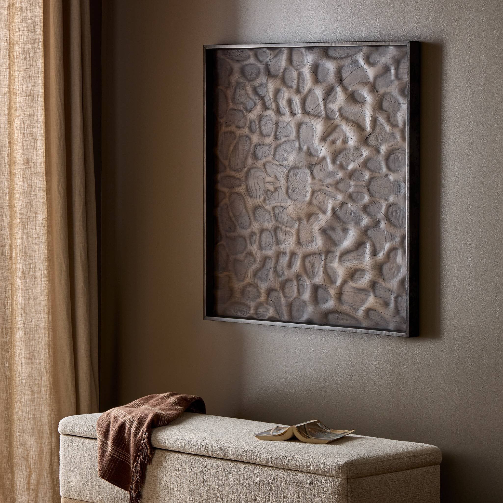 Four Hands Wyler Wall Panel — Textured Walnut-Rust Aluminum