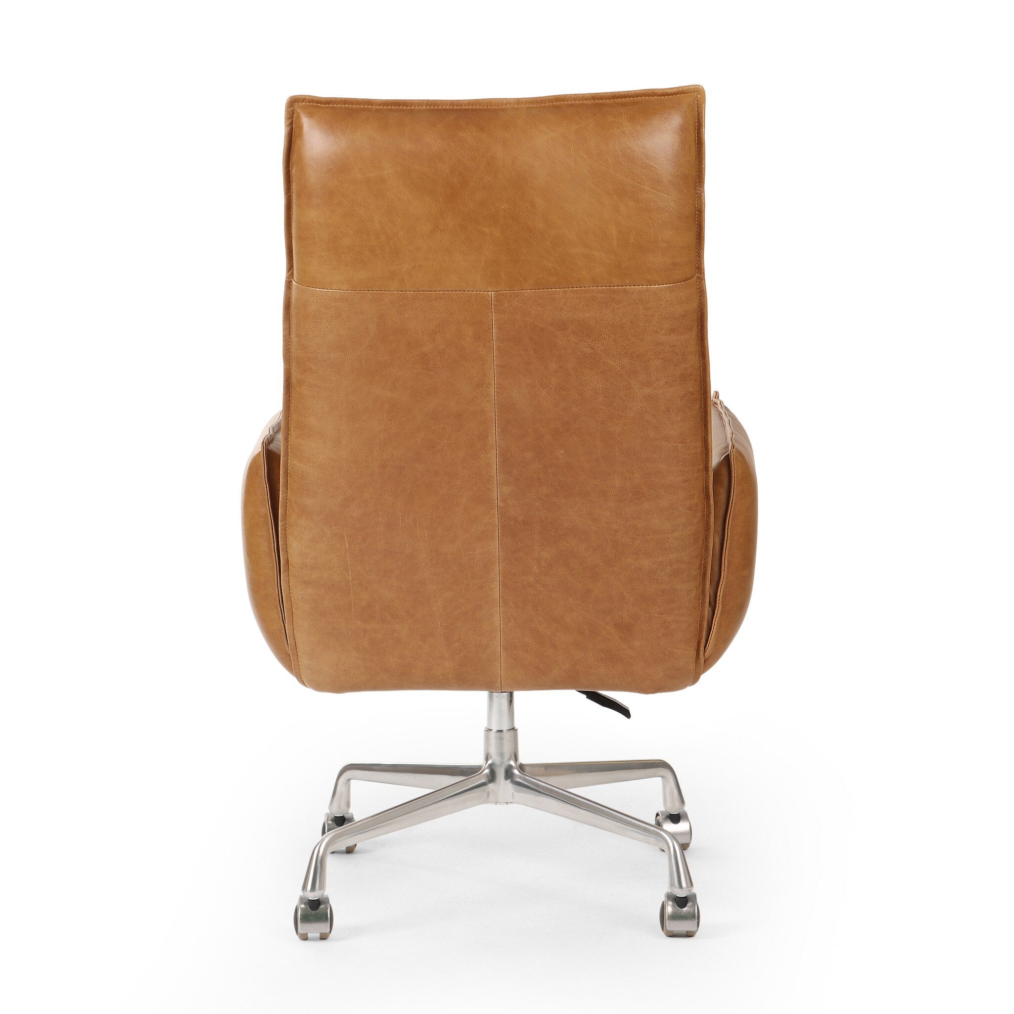 Four Hands Lionel Desk Chair — Chaps Saddle-Stainless Steel