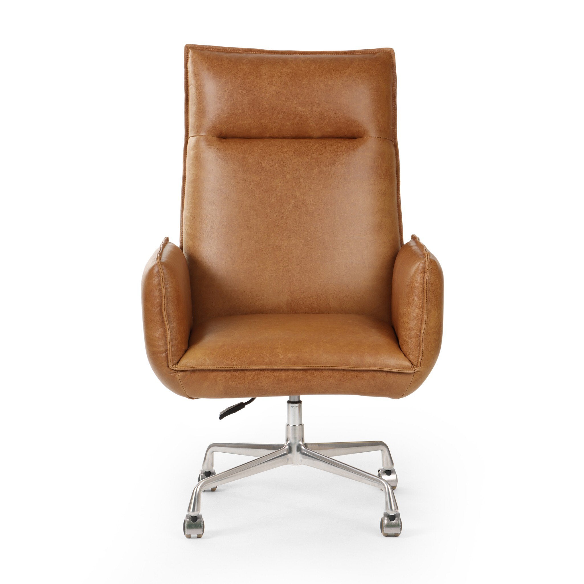 Four Hands Lionel Desk Chair — Chaps Saddle-Stainless Steel