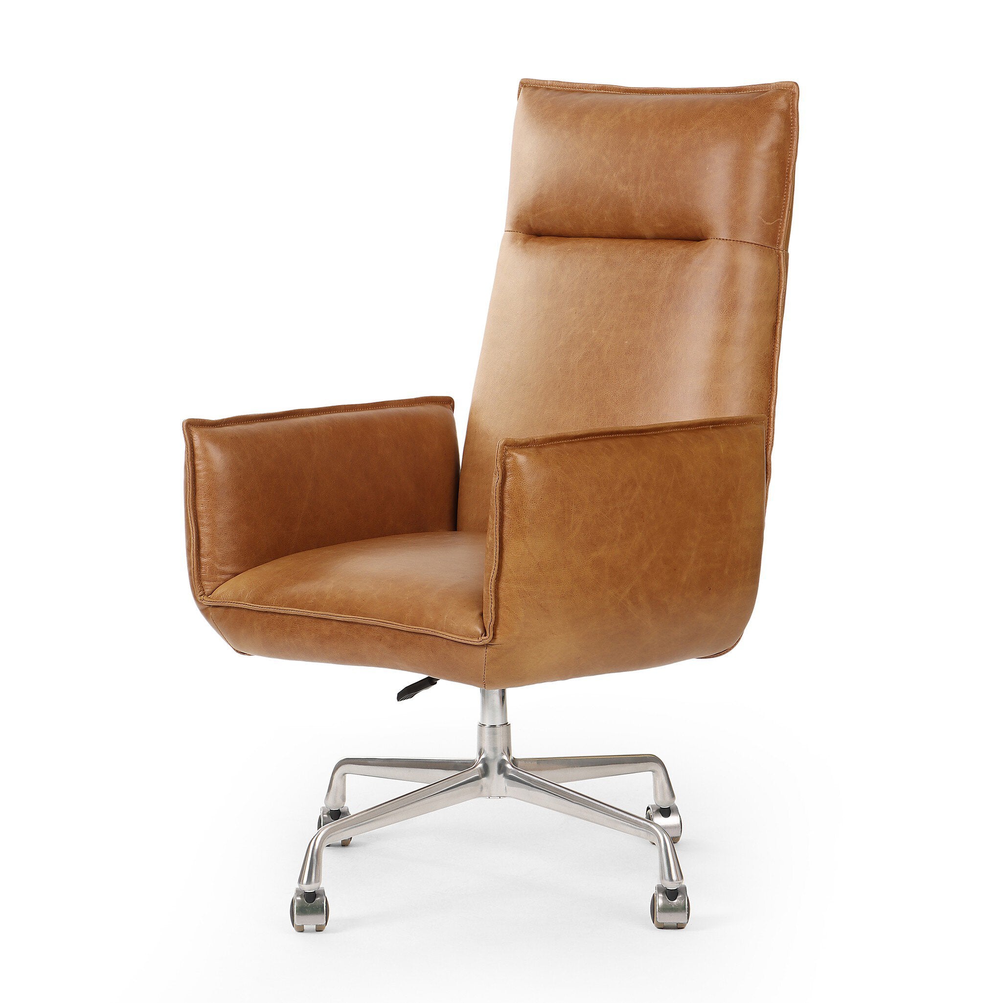 Four Hands Lionel Desk Chair — Chaps Saddle-Stainless Steel