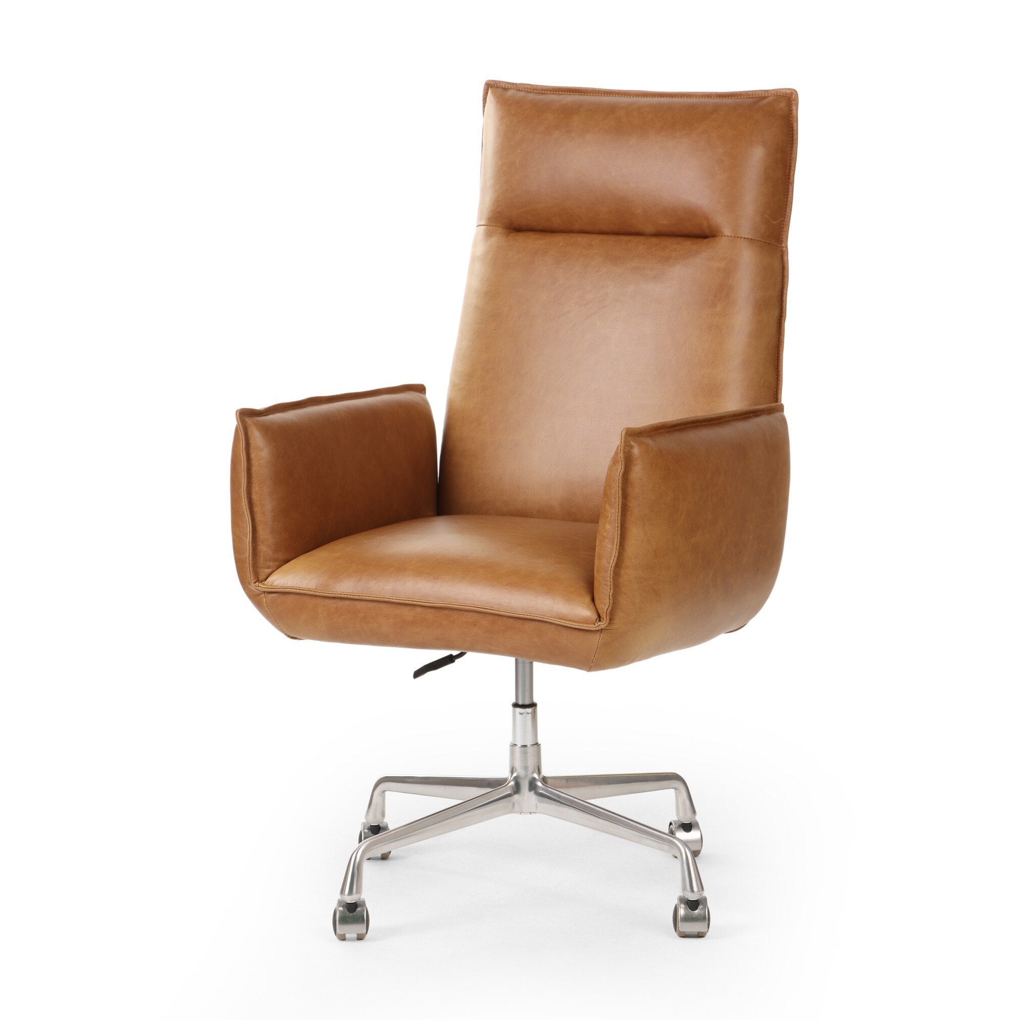 Four Hands Lionel Desk Chair — Chaps Saddle-Stainless Steel