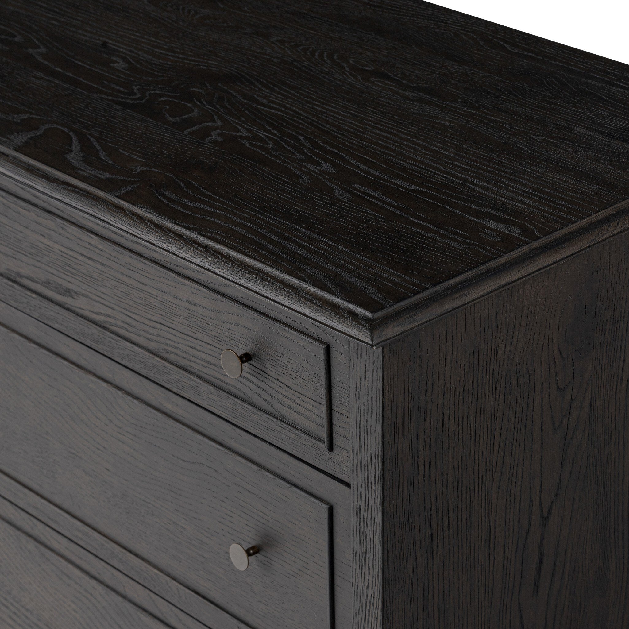 Four Hands Maggie 6 Drawer Dresser — Smoked Black Oak-Smoked Black Oak Veneer-Bronze Antimony