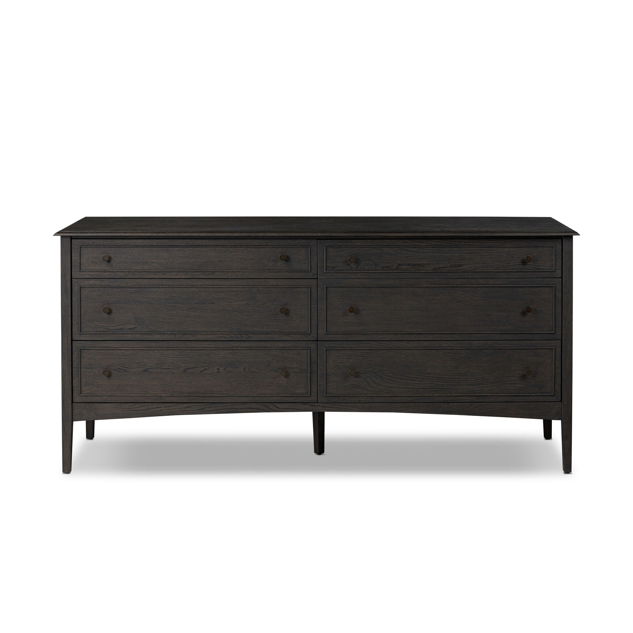 Four Hands Maggie 6 Drawer Dresser — Smoked Black Oak-Smoked Black Oak Veneer-Bronze Antimony