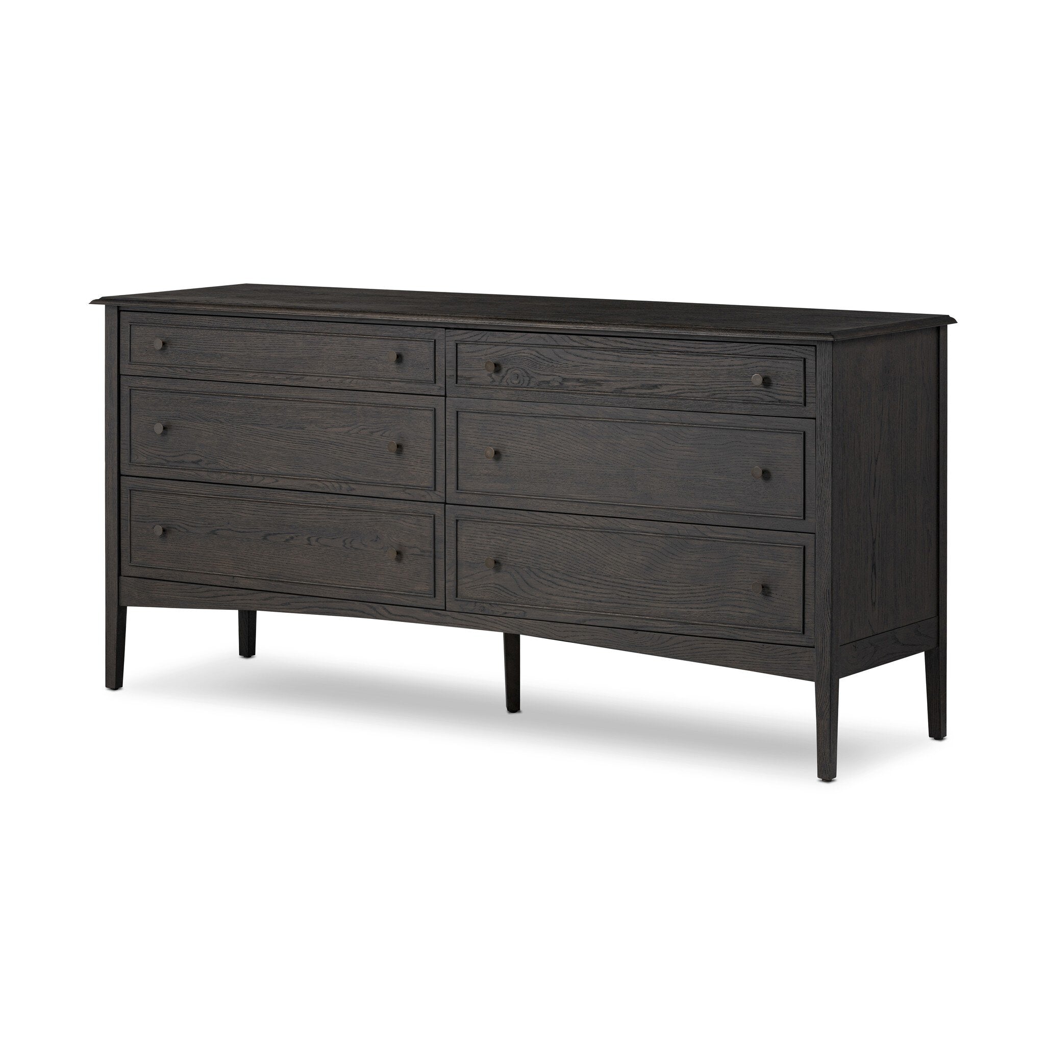 Four Hands Maggie 6 Drawer Dresser — Smoked Black Oak-Smoked Black Oak Veneer-Bronze Antimony