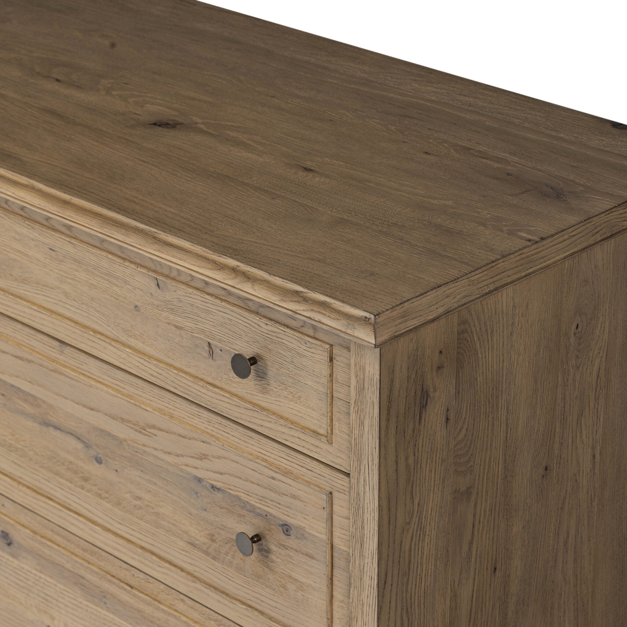 Four Hands Maggie 6 Drawer Dresser — Aged Smoked Oak-Bronze Antimony-Aged Smoked Oak Resawn