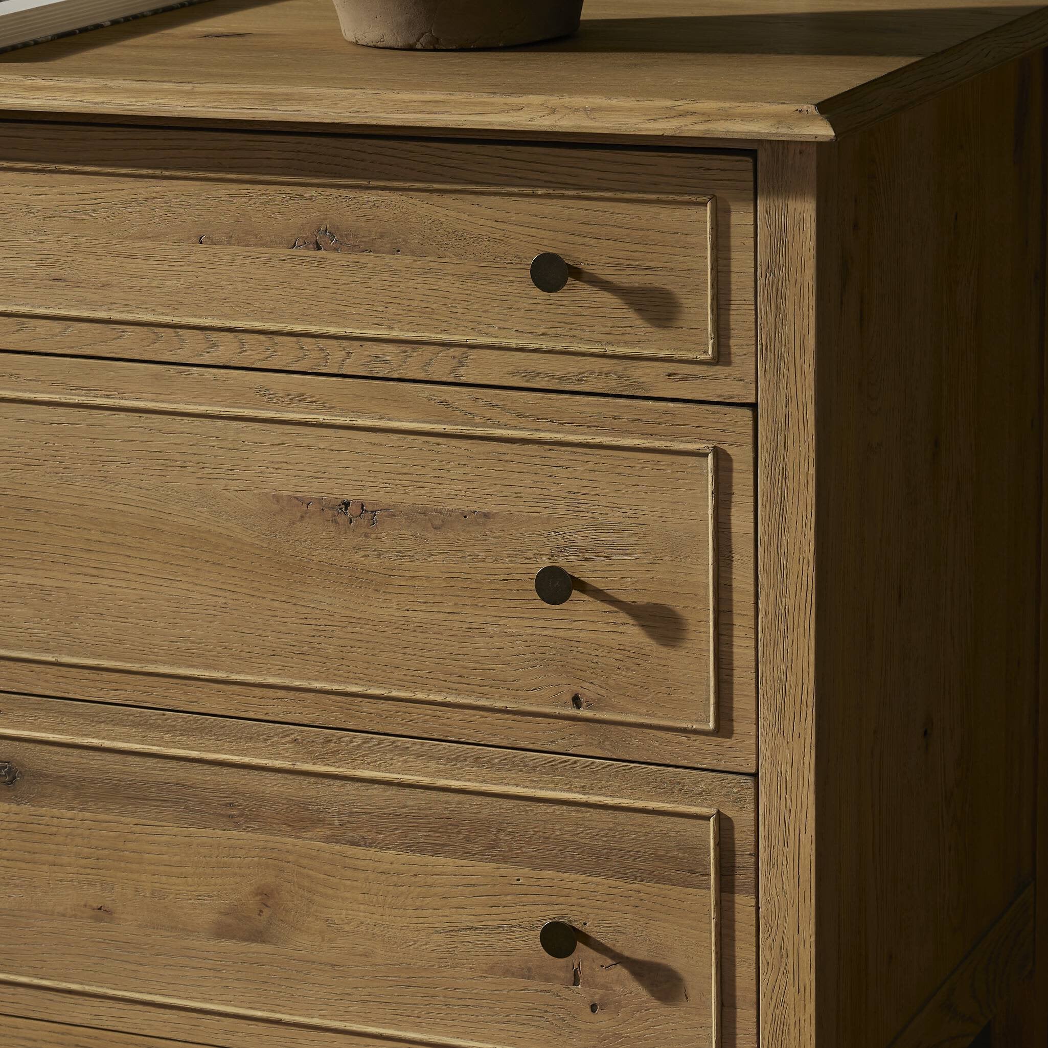 Four Hands Maggie 6 Drawer Dresser — Aged Smoked Oak-Bronze Antimony-Aged Smoked Oak Resawn