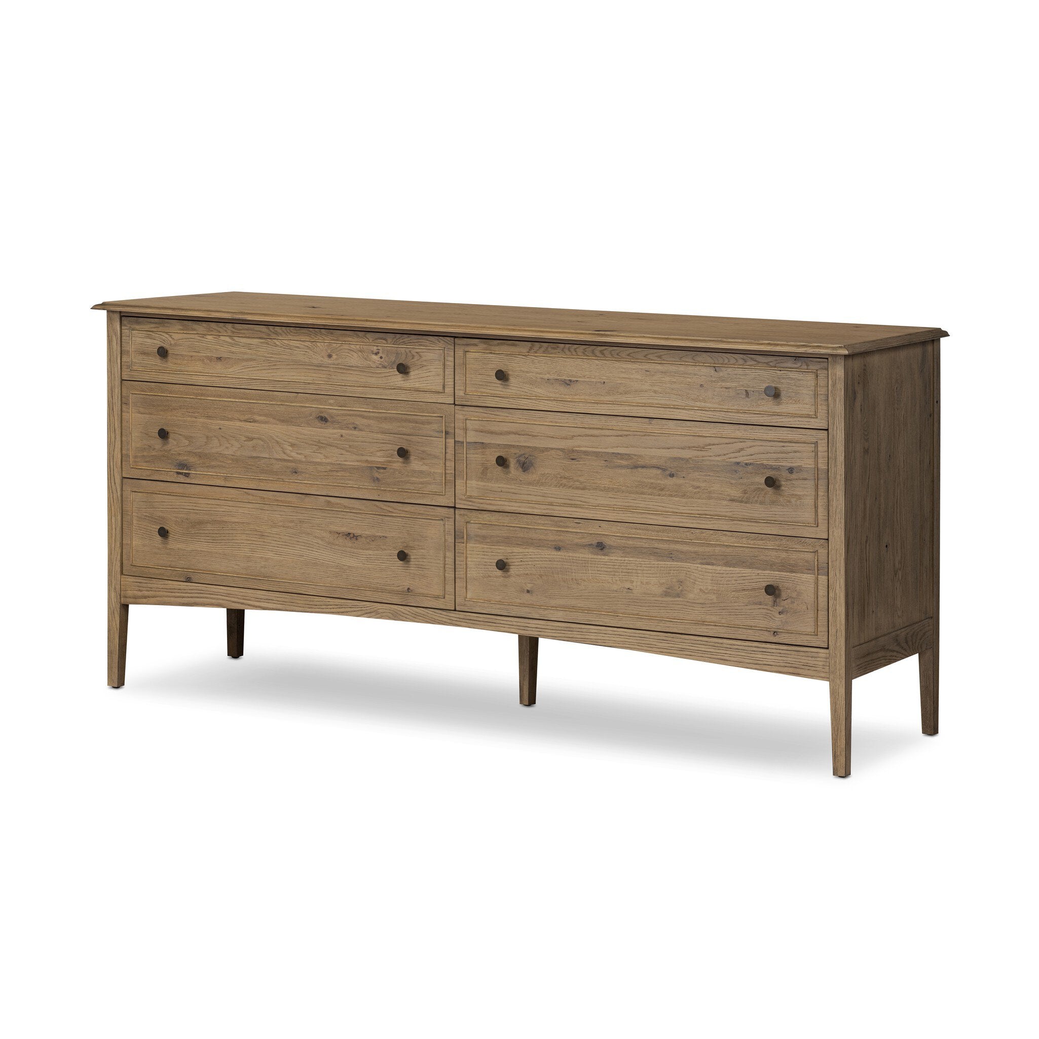 Four Hands Maggie 6 Drawer Dresser — Aged Smoked Oak-Bronze Antimony-Aged Smoked Oak Resawn