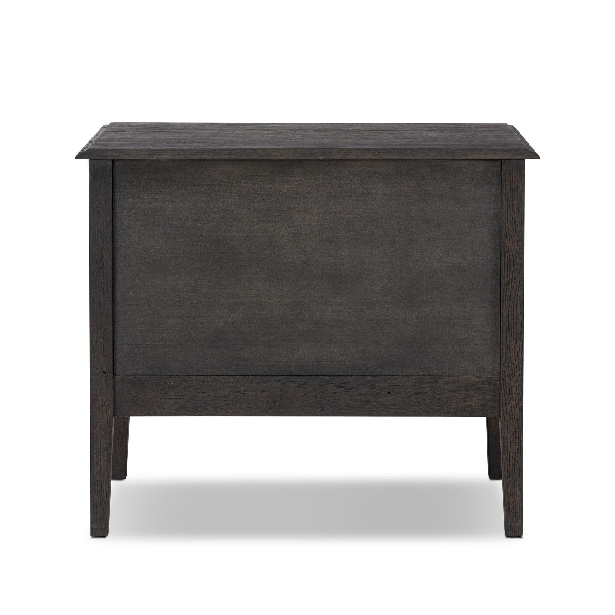 Four Hands Maggie Nightstand — Smoked Black Oak-Smoked Black Oak Veneer-Bronze Antimony