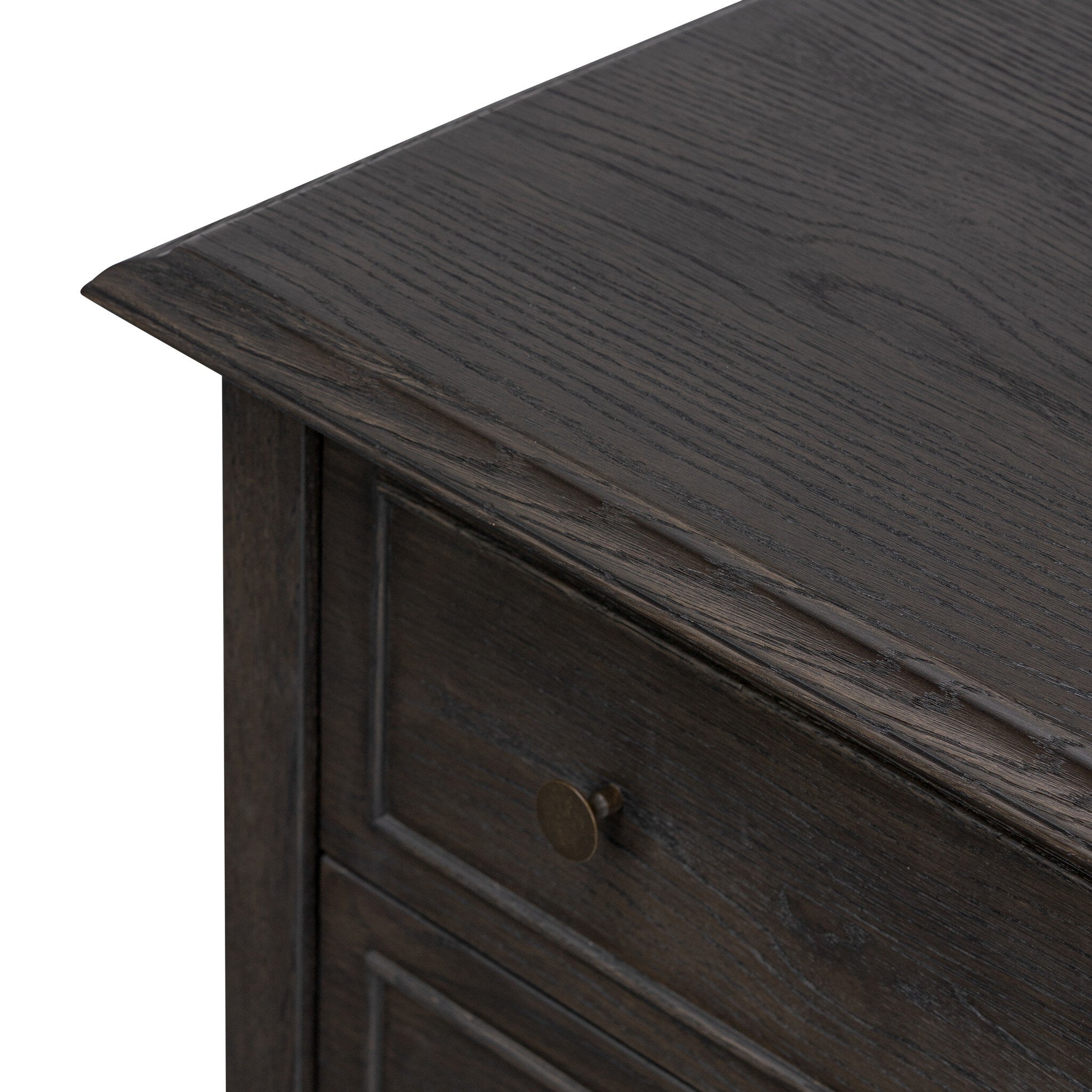 Four Hands Maggie Nightstand — Smoked Black Oak-Smoked Black Oak Veneer-Bronze Antimony