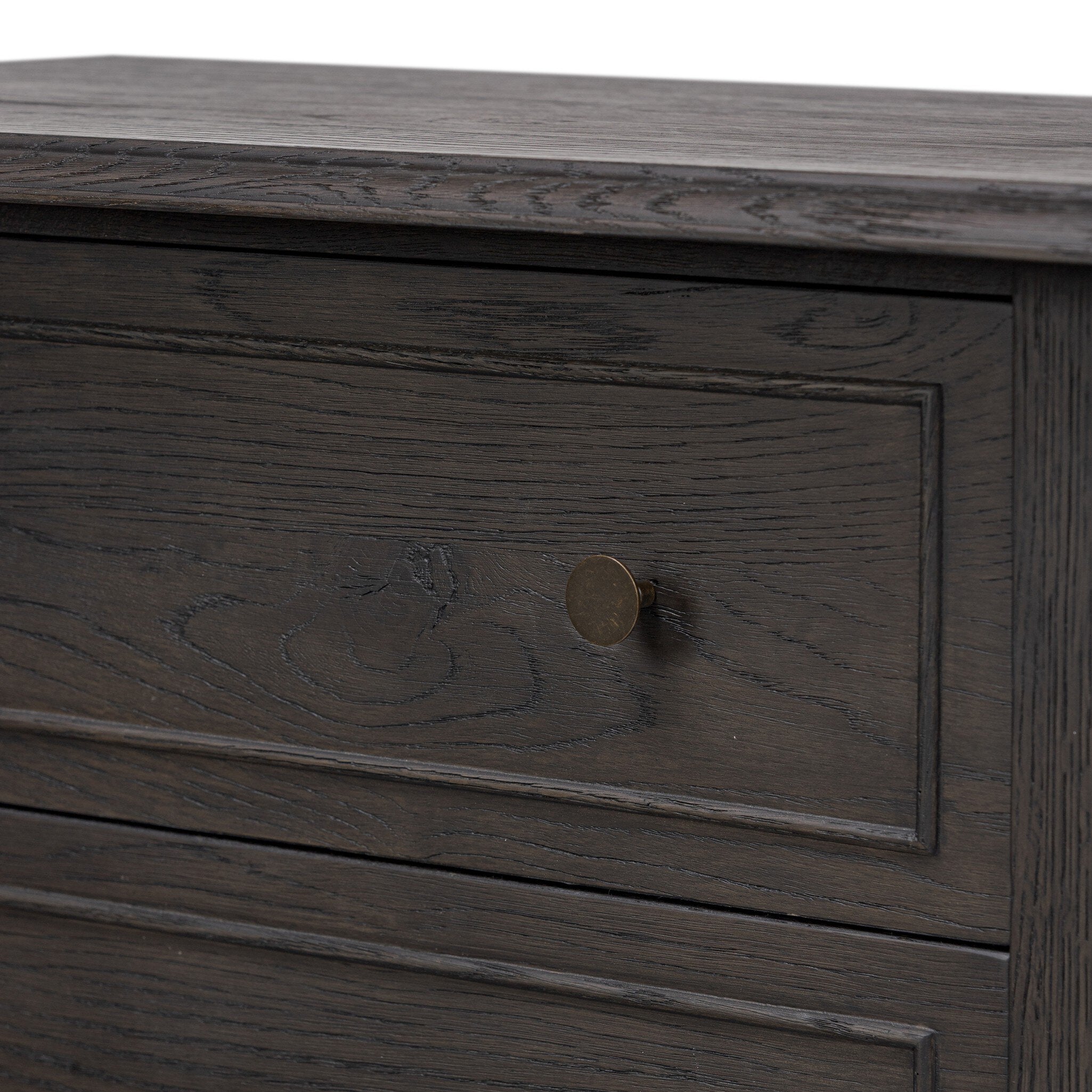 Four Hands Maggie Nightstand — Smoked Black Oak-Smoked Black Oak Veneer-Bronze Antimony