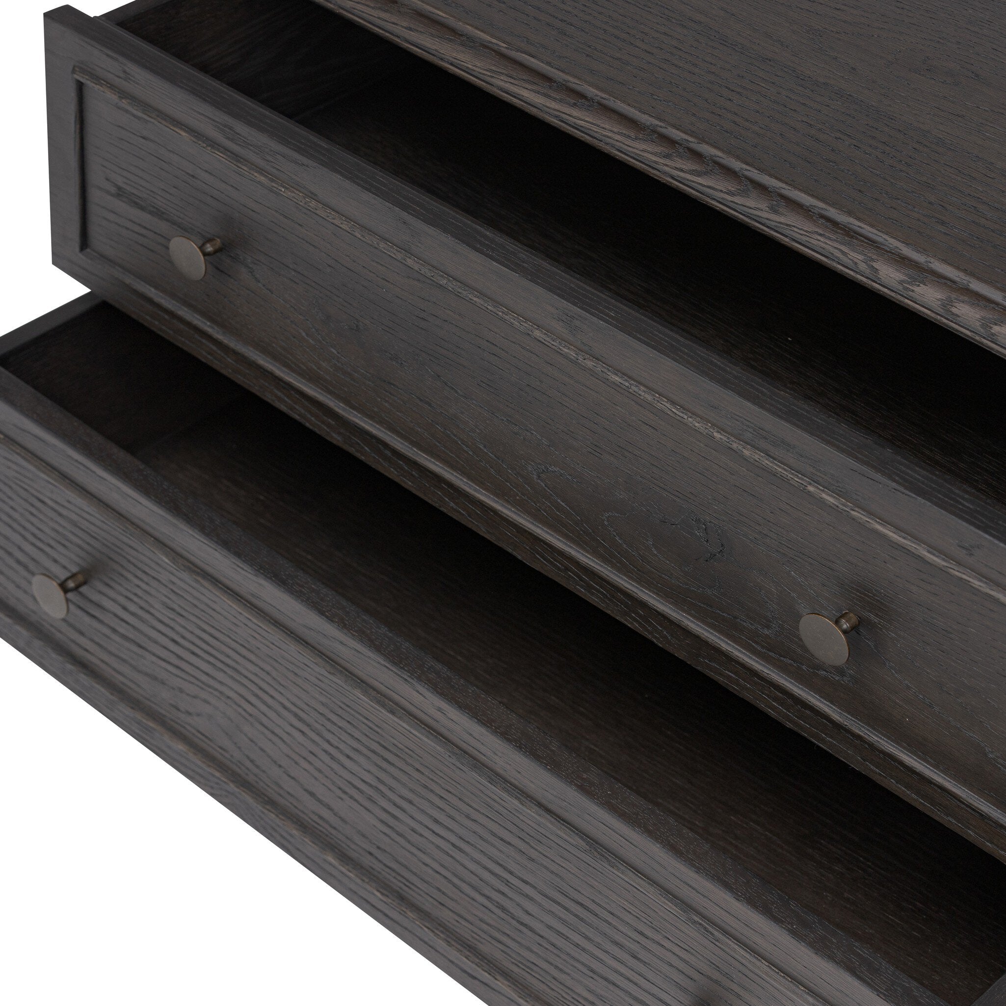 Four Hands Maggie Nightstand — Smoked Black Oak-Smoked Black Oak Veneer-Bronze Antimony