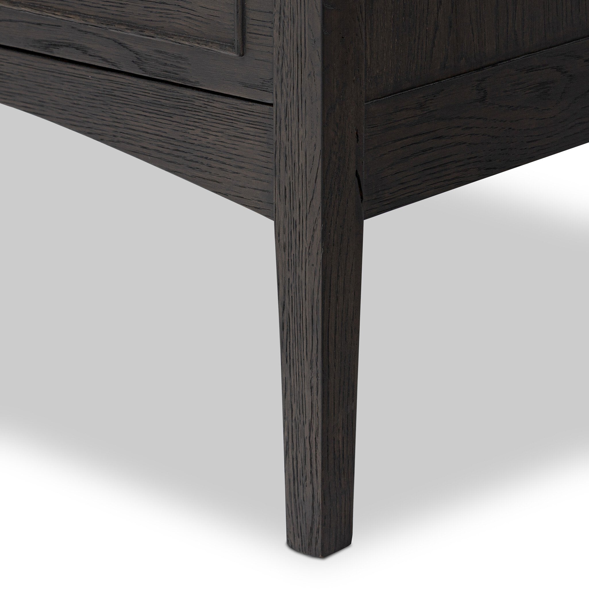 Four Hands Maggie Nightstand — Smoked Black Oak-Smoked Black Oak Veneer-Bronze Antimony