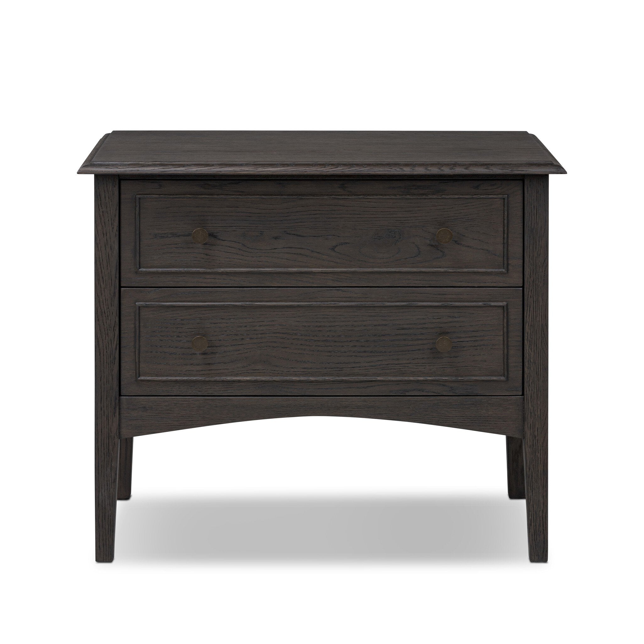 Four Hands Maggie Nightstand — Smoked Black Oak-Smoked Black Oak Veneer-Bronze Antimony
