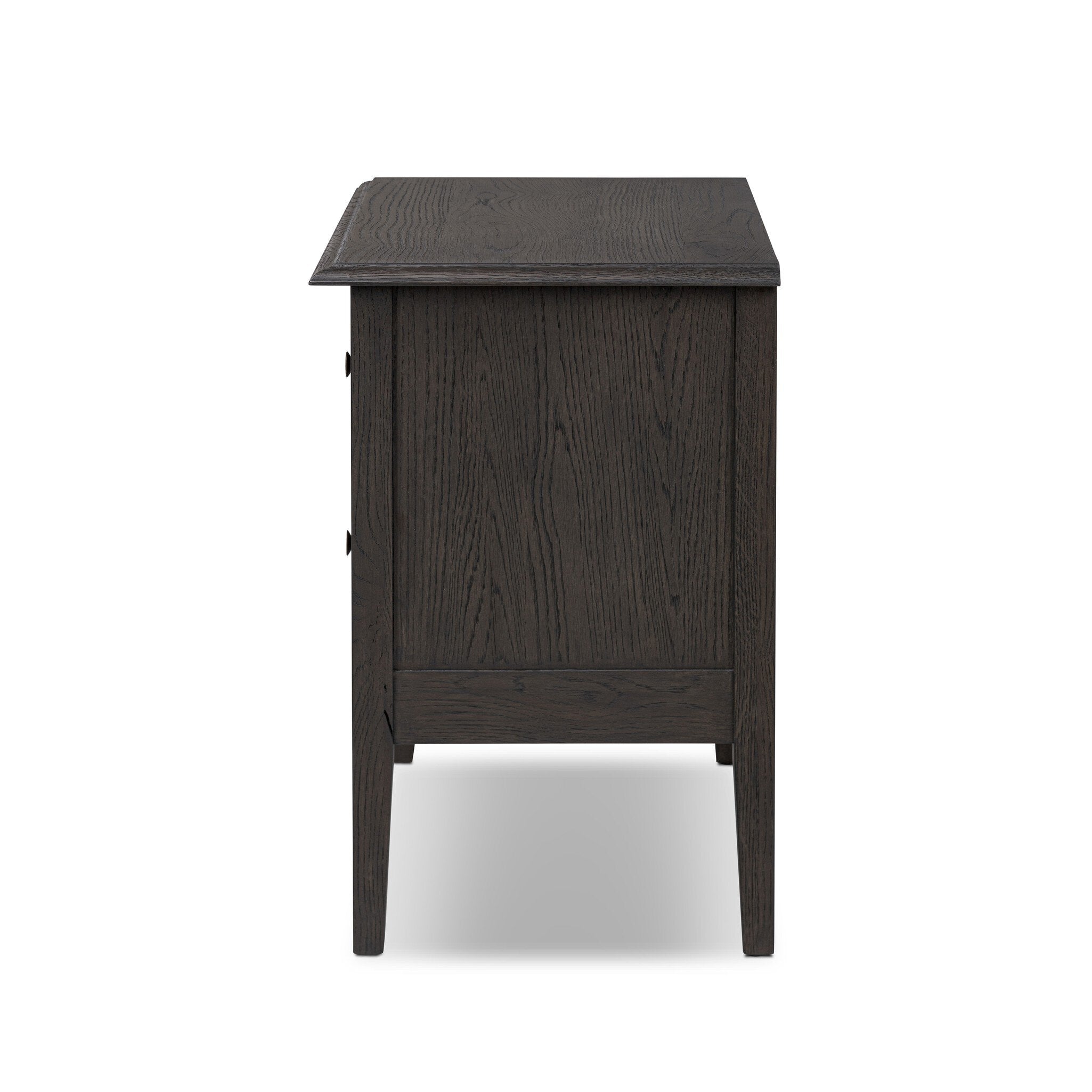 Four Hands Maggie Nightstand — Smoked Black Oak-Smoked Black Oak Veneer-Bronze Antimony