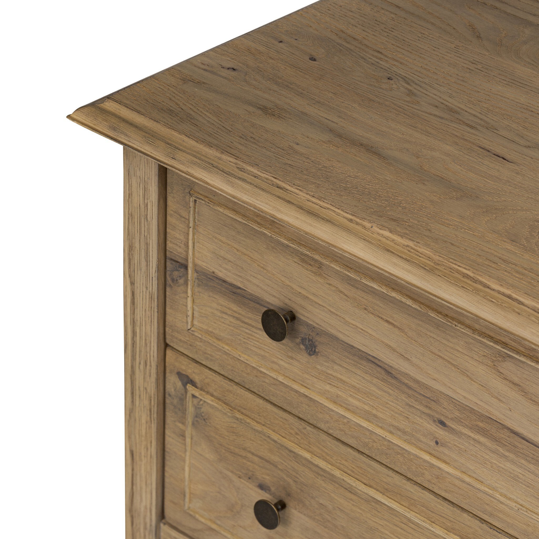 Four Hands Maggie Nightstand — Aged Smoked Oak-Aged Smoked Oak Resawn-Bronze Antimony