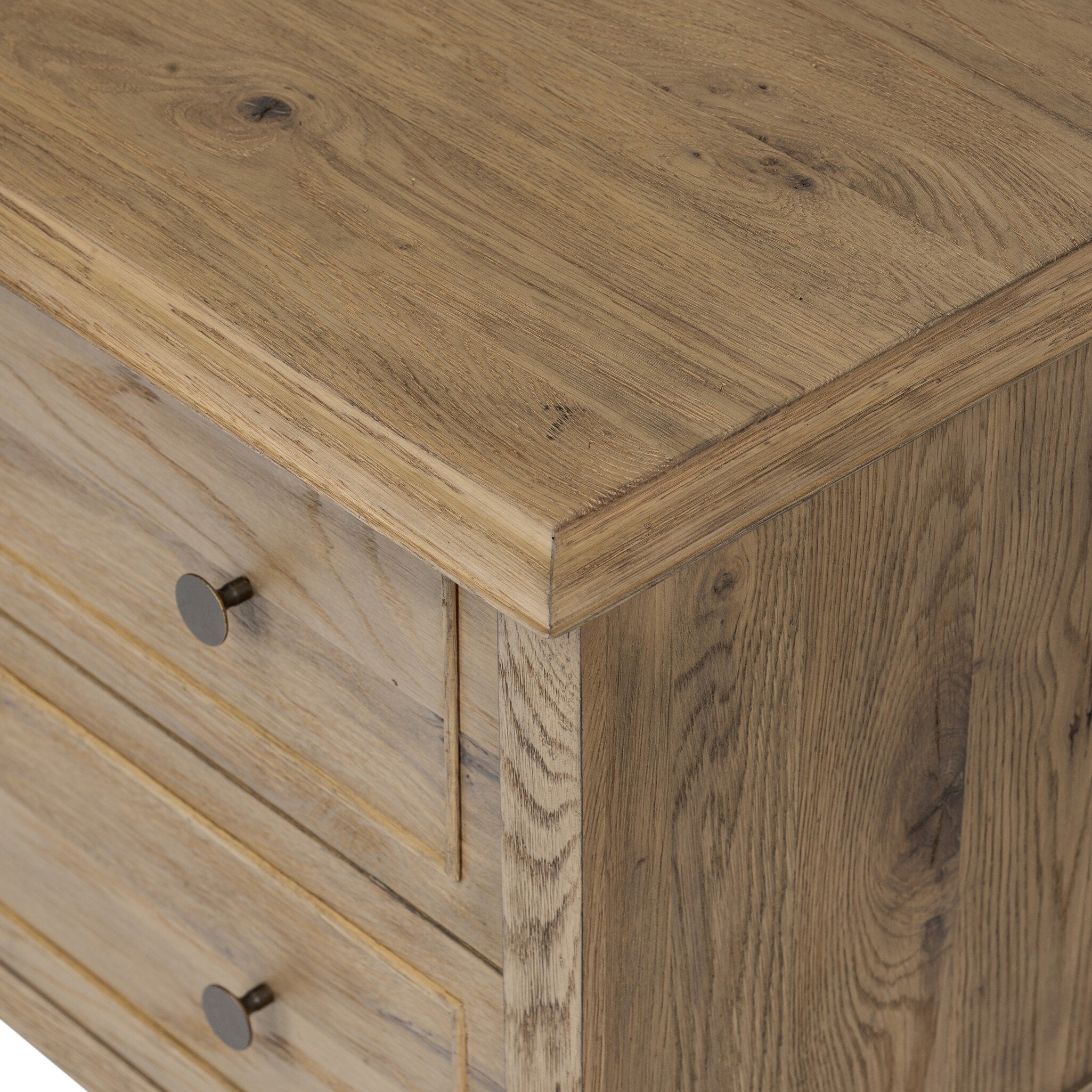 Four Hands Maggie Nightstand — Aged Smoked Oak-Aged Smoked Oak Resawn-Bronze Antimony