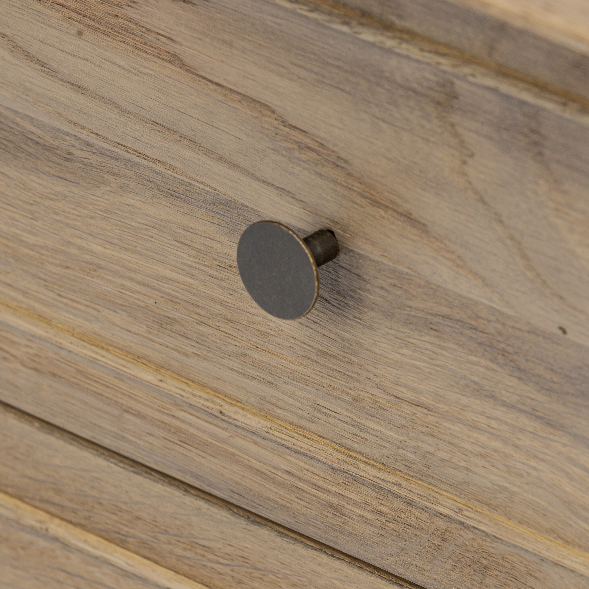 Four Hands Maggie Nightstand — Aged Smoked Oak-Aged Smoked Oak Resawn-Bronze Antimony