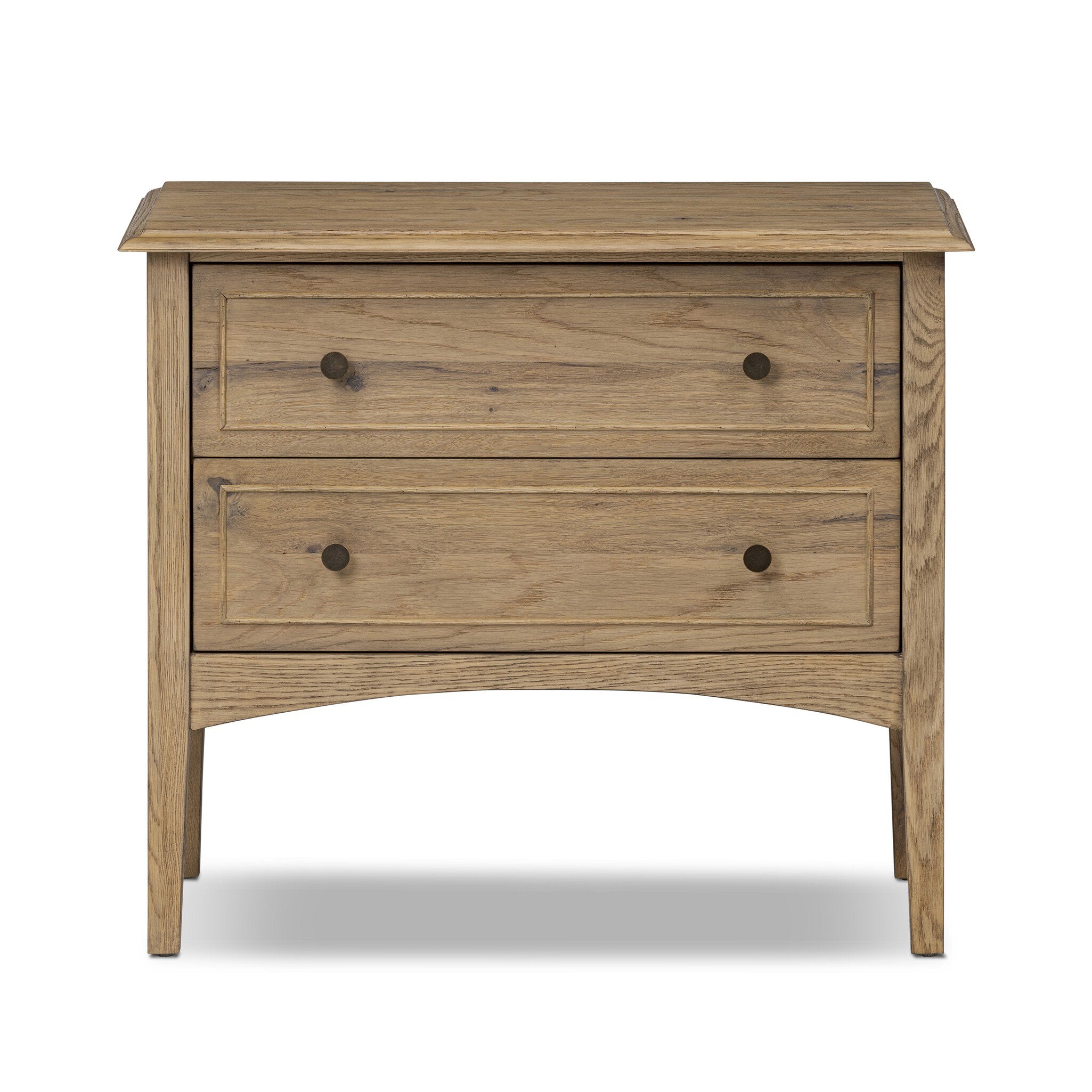 Four Hands Maggie Nightstand — Aged Smoked Oak-Aged Smoked Oak Resawn-Bronze Antimony