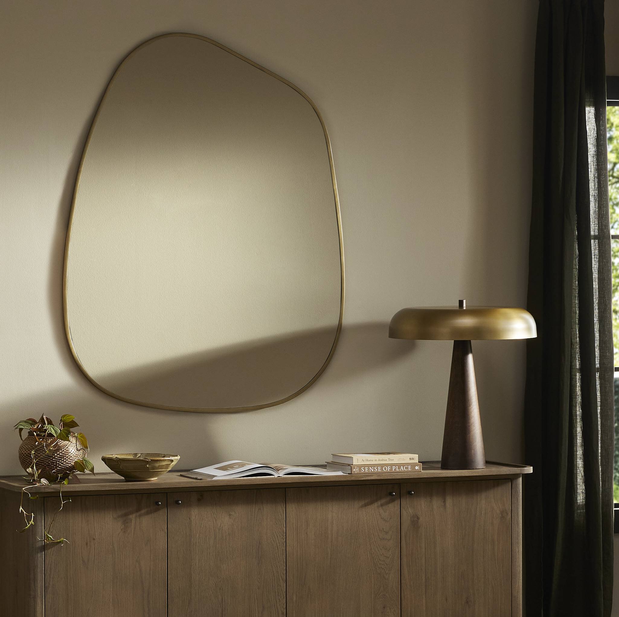 Four Hands Nova Mirror — Antique Brass Iron