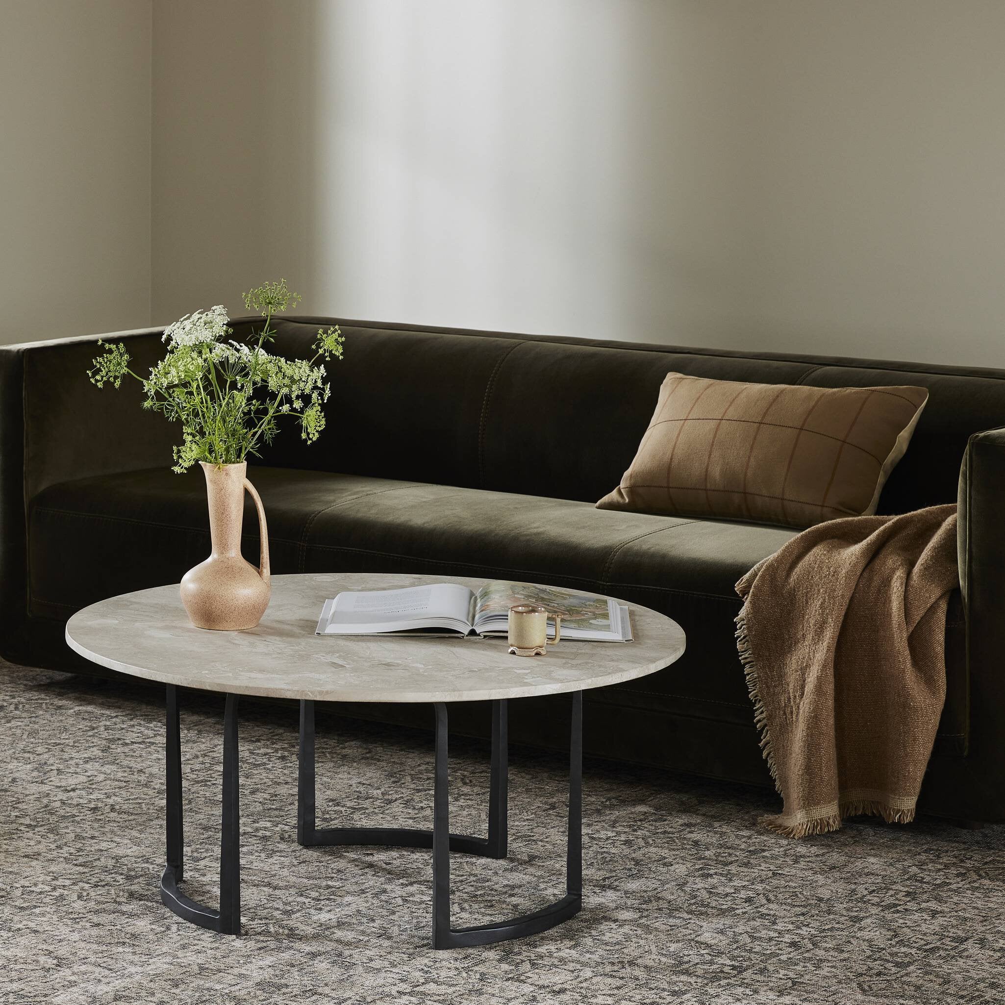 Four Hands Axtell Coffee Table — Lunar Marble-Hammered Gunmetal